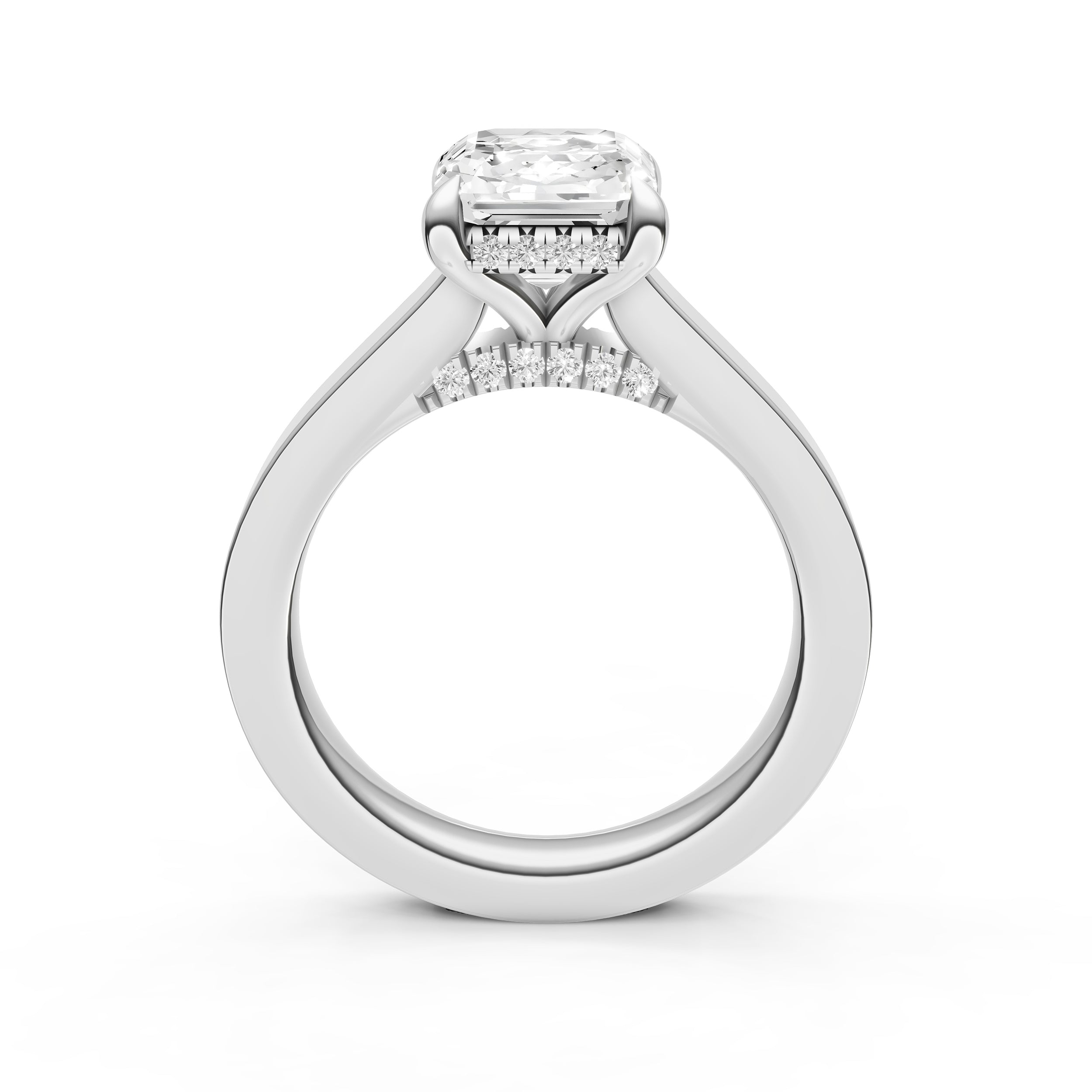 Diamond Bar Hidden Halo Engagement Ring (Asscher) Birmingham Jewelry Engagement Ring Birmingham Jewelry 