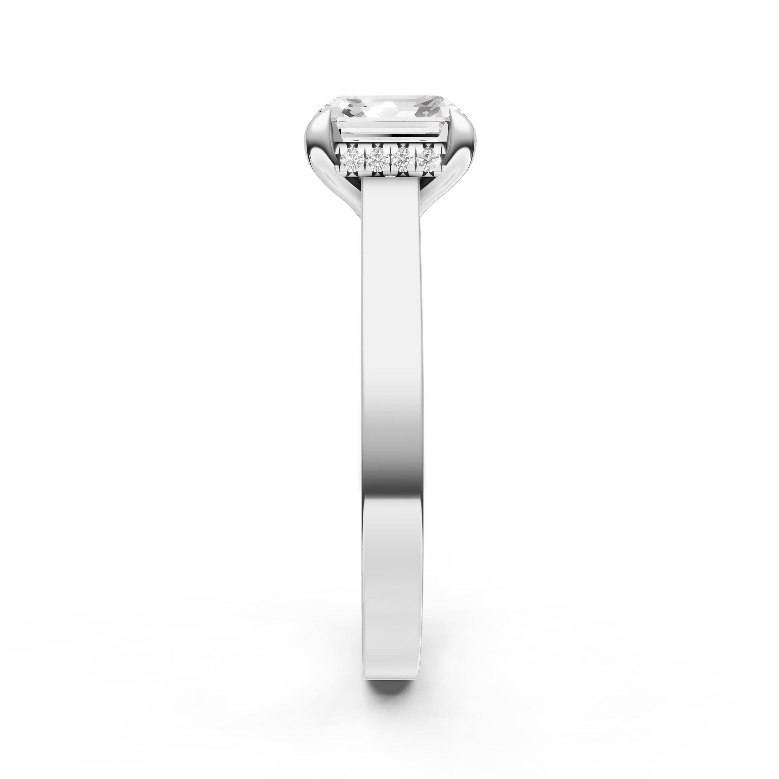 Diamond Bar Hidden Halo Engagement Ring (Asscher) Birmingham Jewelry Engagement Ring Birmingham Jewelry 
