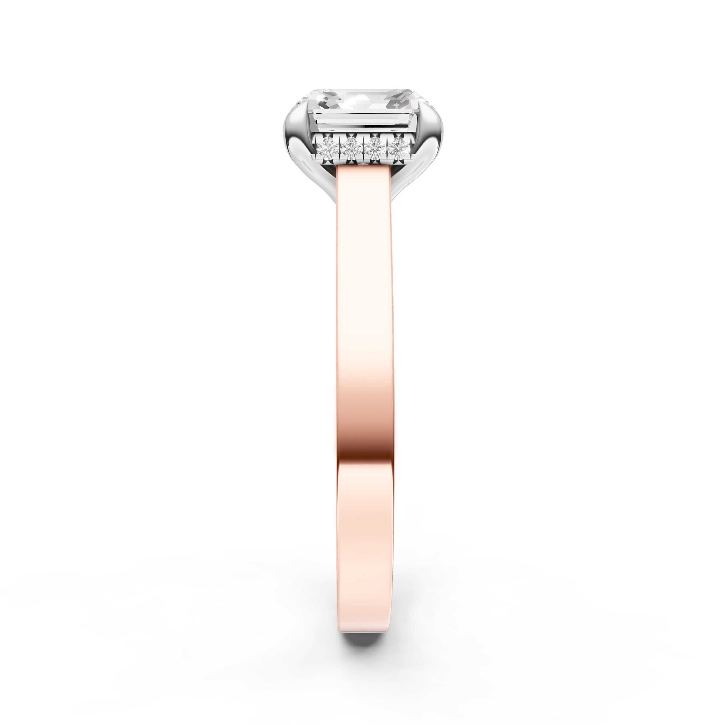 Diamond Bar Hidden Halo Engagement Ring (Asscher) Birmingham Jewelry Engagement Ring Birmingham Jewelry 