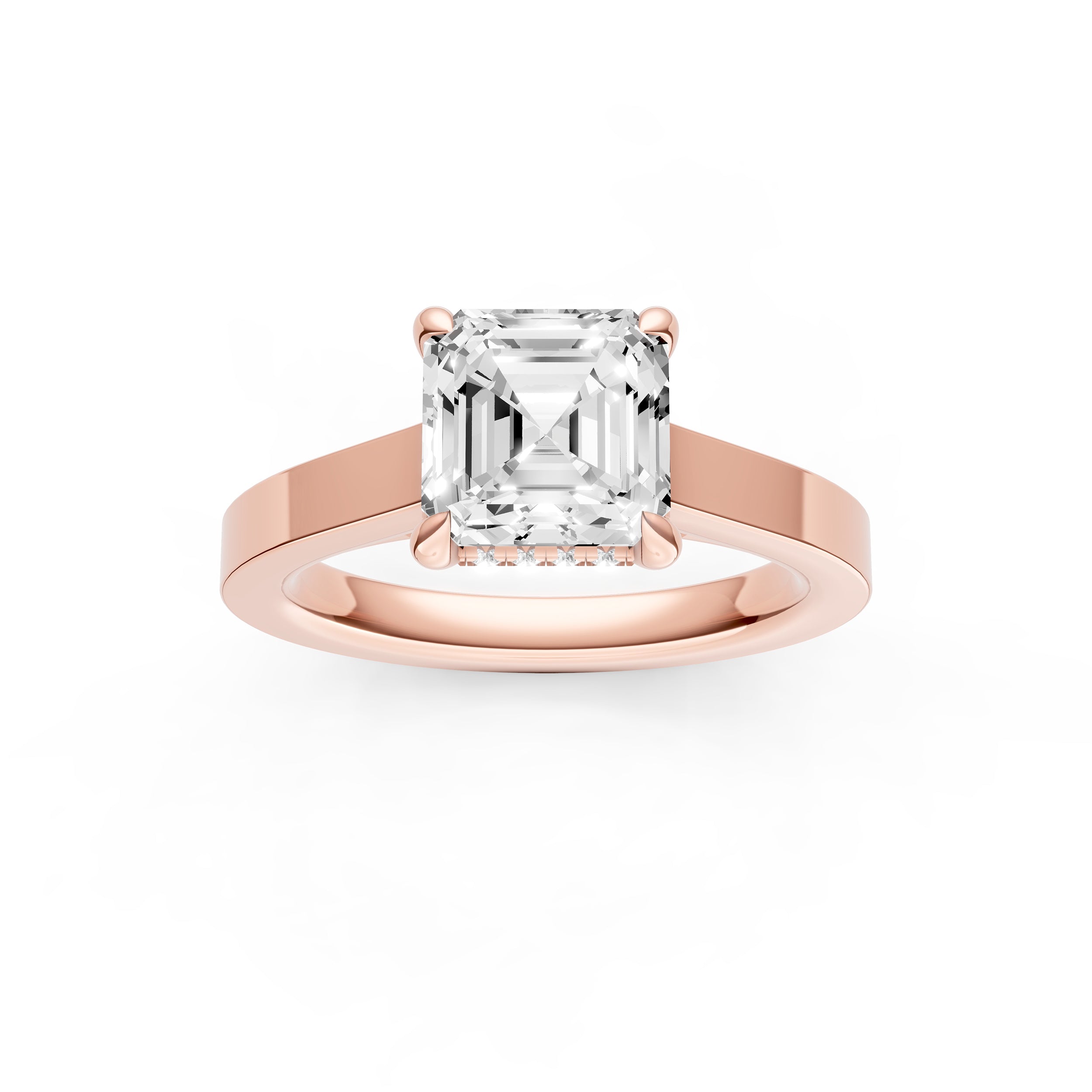 Diamond Bar Hidden Halo Engagement Ring (Asscher) Birmingham Jewelry Engagement Ring Birmingham Jewelry 