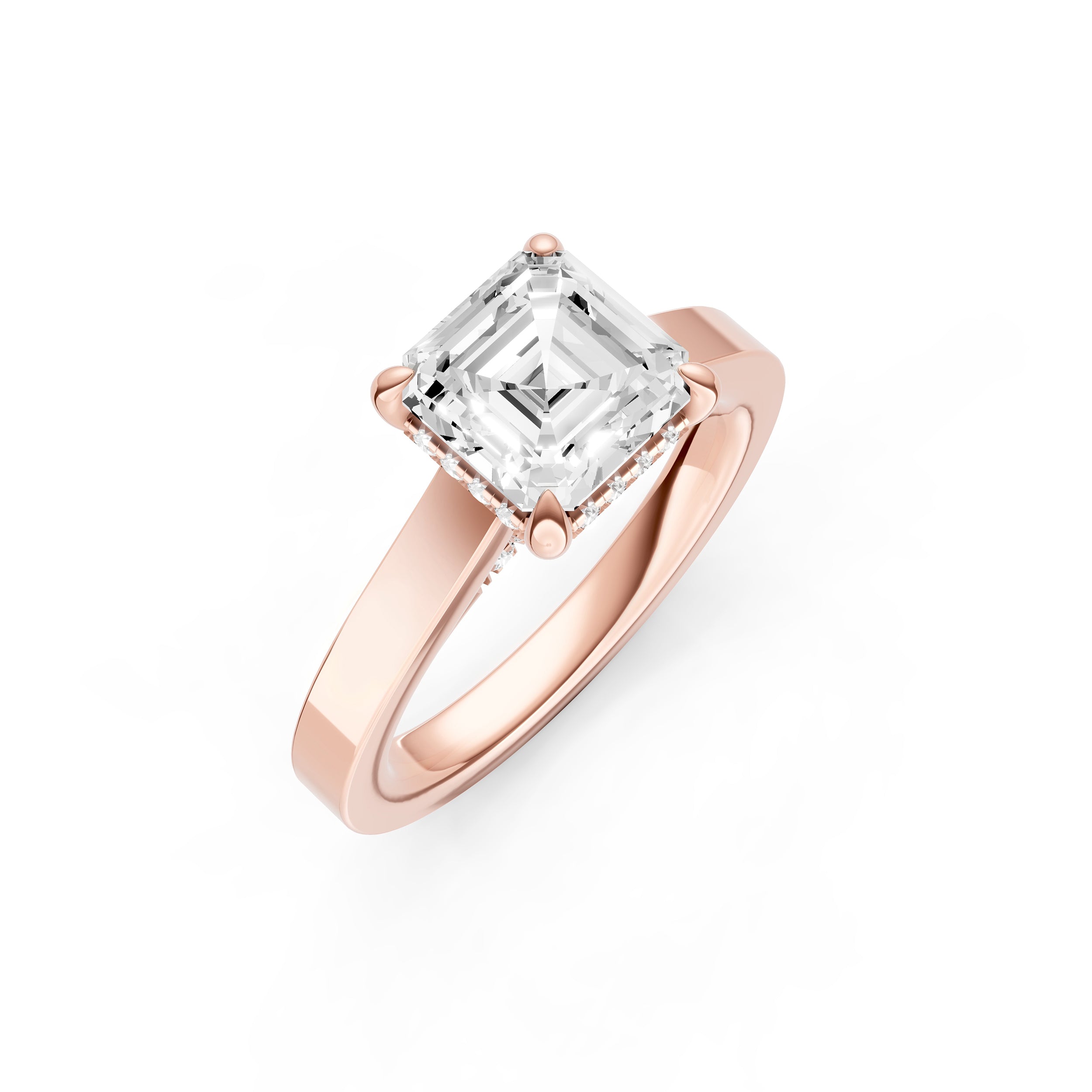 Diamond Bar Hidden Halo Engagement Ring (Asscher) Birmingham Jewelry Engagement Ring Birmingham Jewelry 