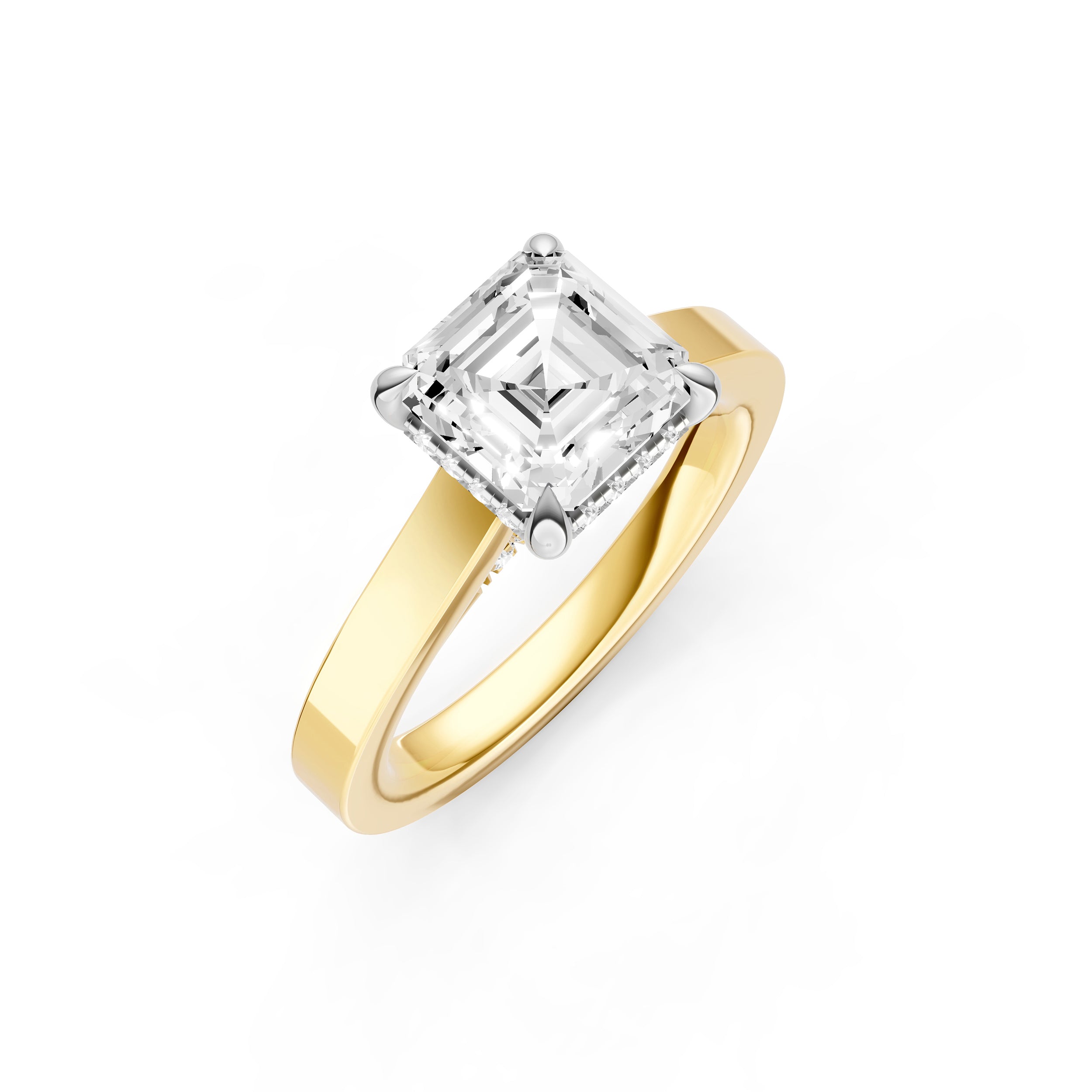 Diamond Bar Hidden Halo Engagement Ring (Asscher) Birmingham Jewelry Engagement Ring Birmingham Jewelry 