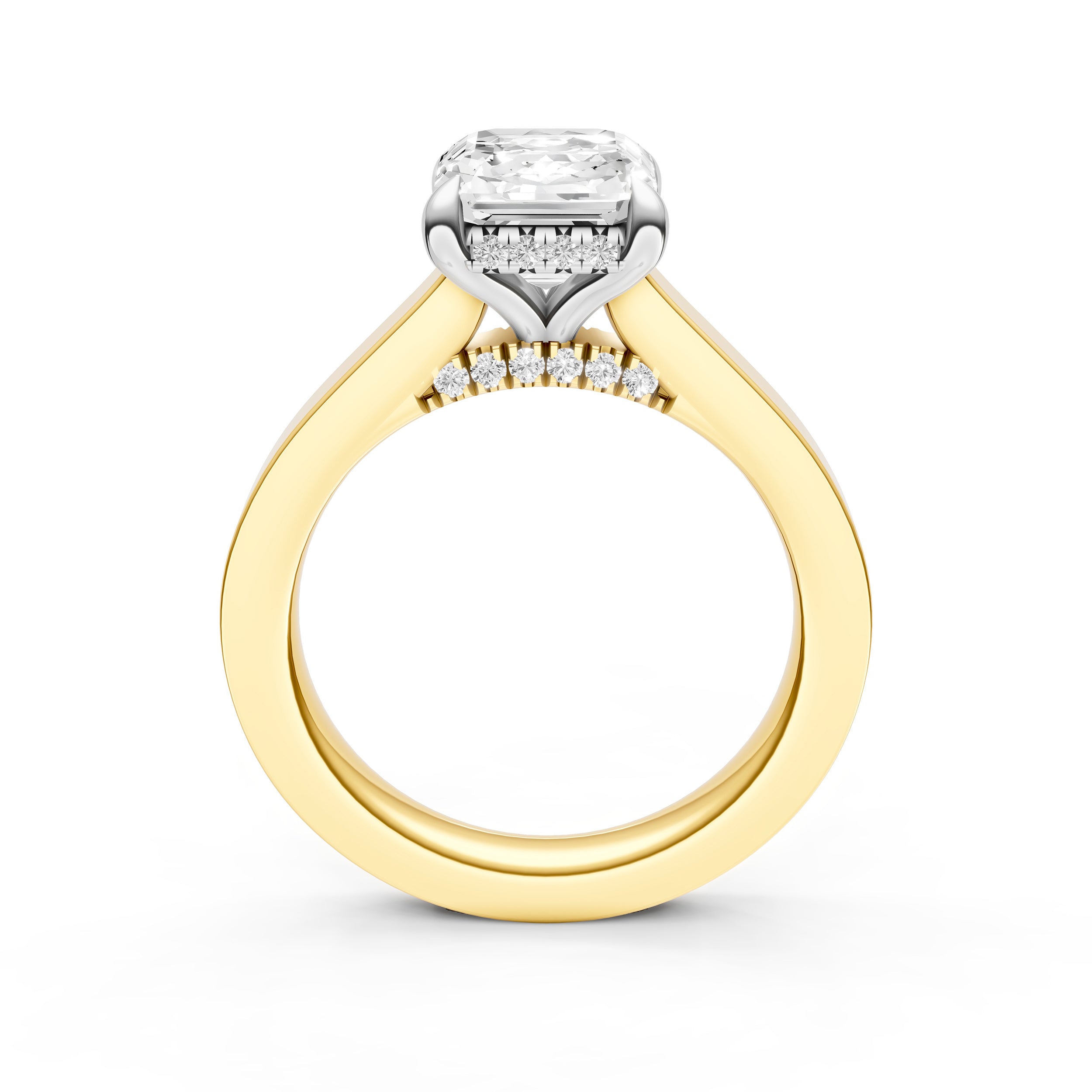 Diamond Bar Hidden Halo Engagement Ring (Asscher) Birmingham Jewelry Engagement Ring Birmingham Jewelry 