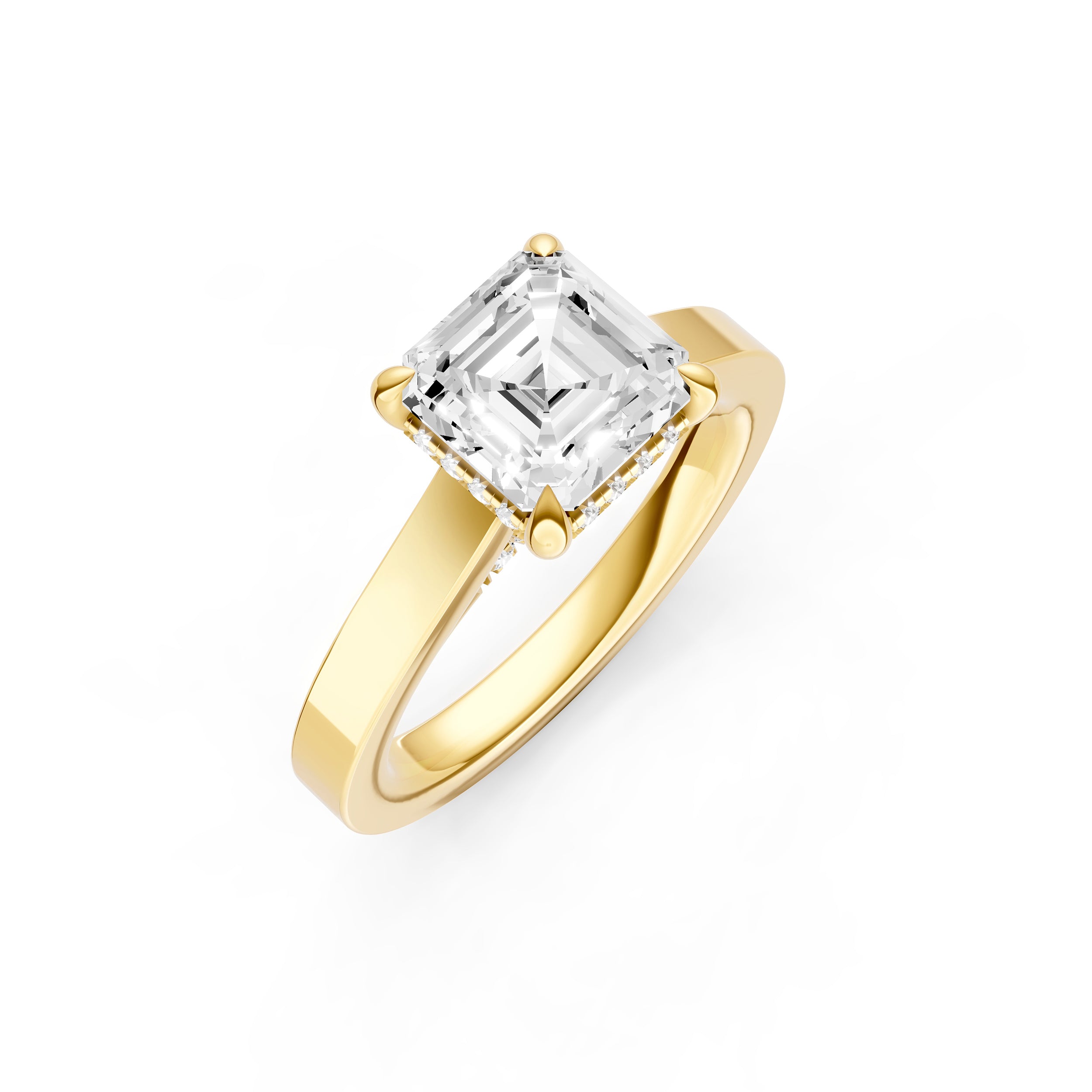 Diamond Bar Hidden Halo Engagement Ring (Asscher) Birmingham Jewelry Engagement Ring Birmingham Jewelry 