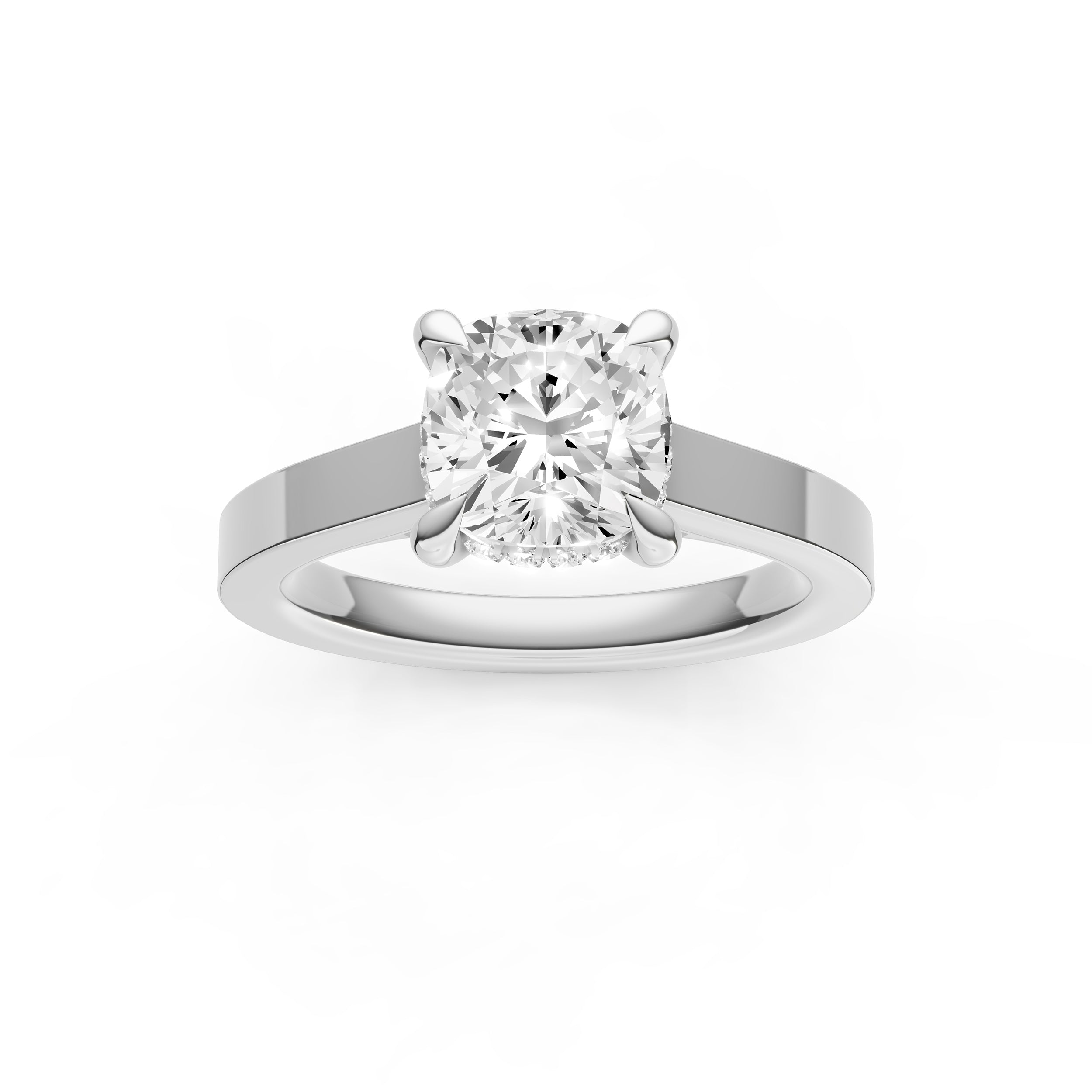 Diamond Bar Hidden Halo Engagement Ring (Cushion) Birmingham Jewelry Engagement Ring Birmingham Jewelry 