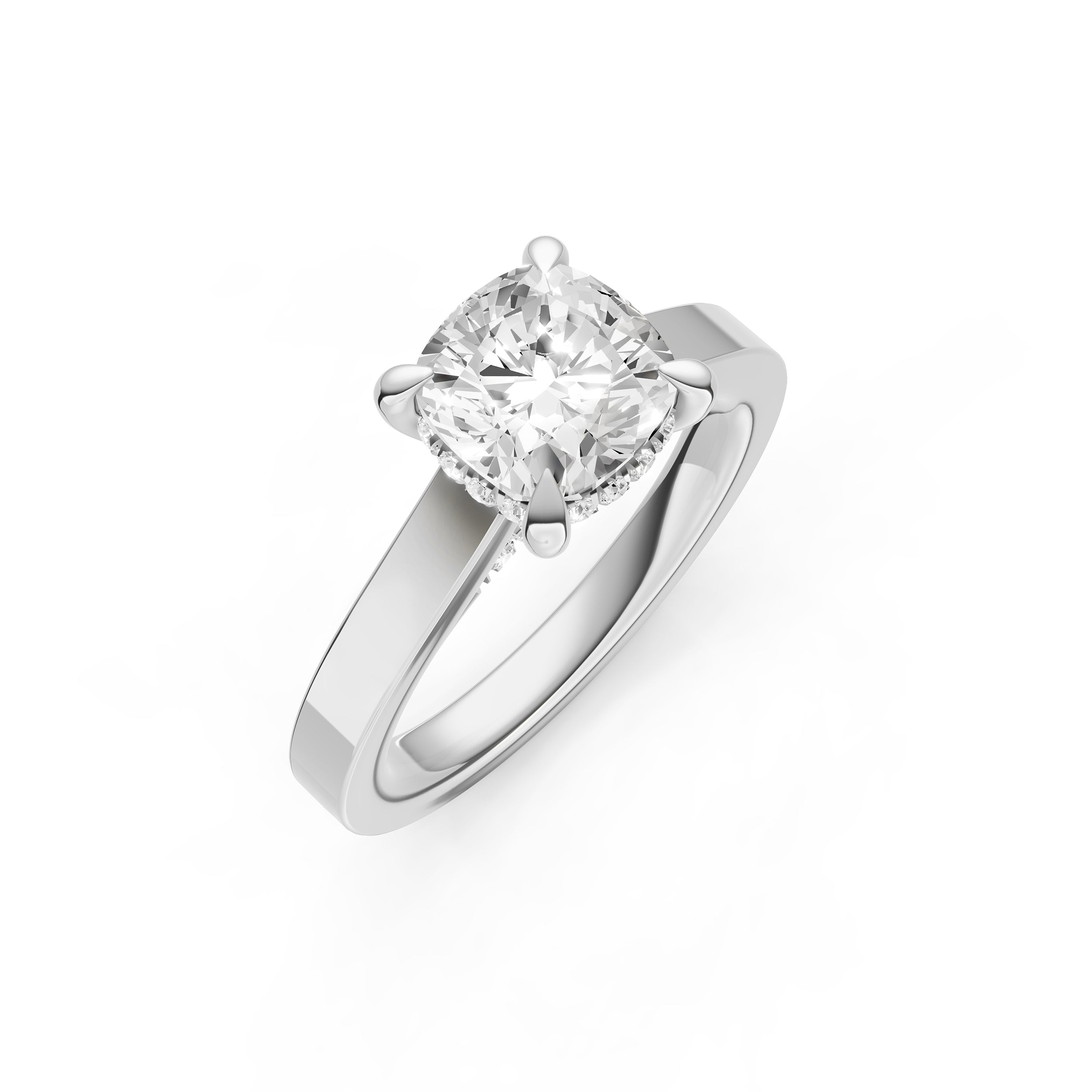 Diamond Bar Hidden Halo Engagement Ring (Cushion) Birmingham Jewelry Engagement Ring Birmingham Jewelry 