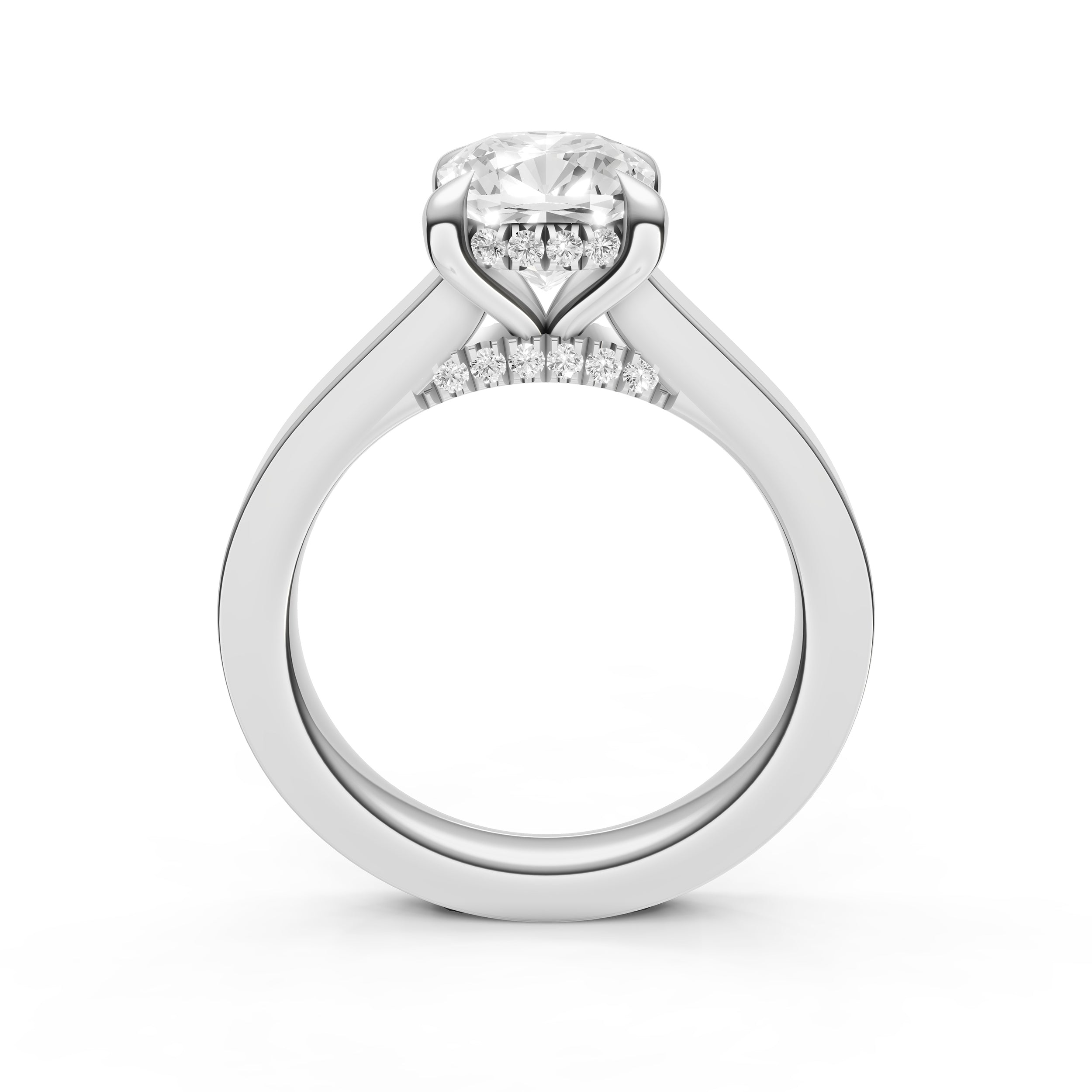 Diamond Bar Hidden Halo Engagement Ring (Cushion) Birmingham Jewelry Engagement Ring Birmingham Jewelry 