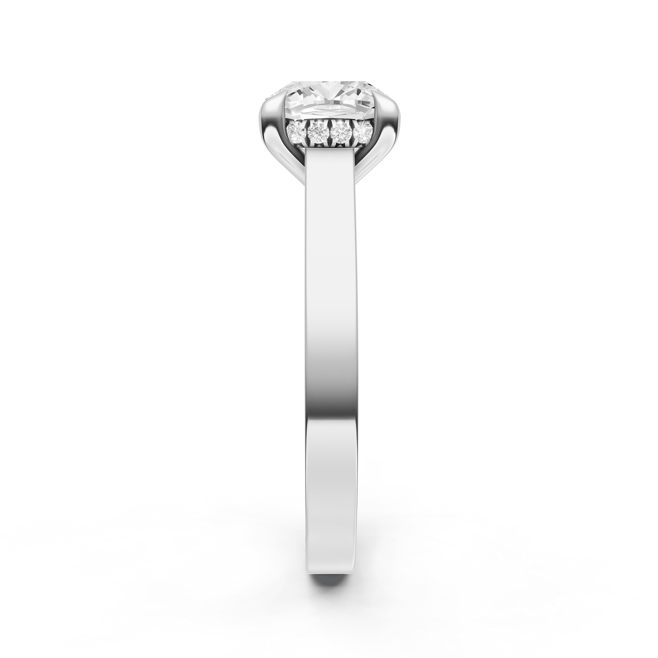 Diamond Bar Hidden Halo Engagement Ring (Cushion) Birmingham Jewelry Engagement Ring Birmingham Jewelry 