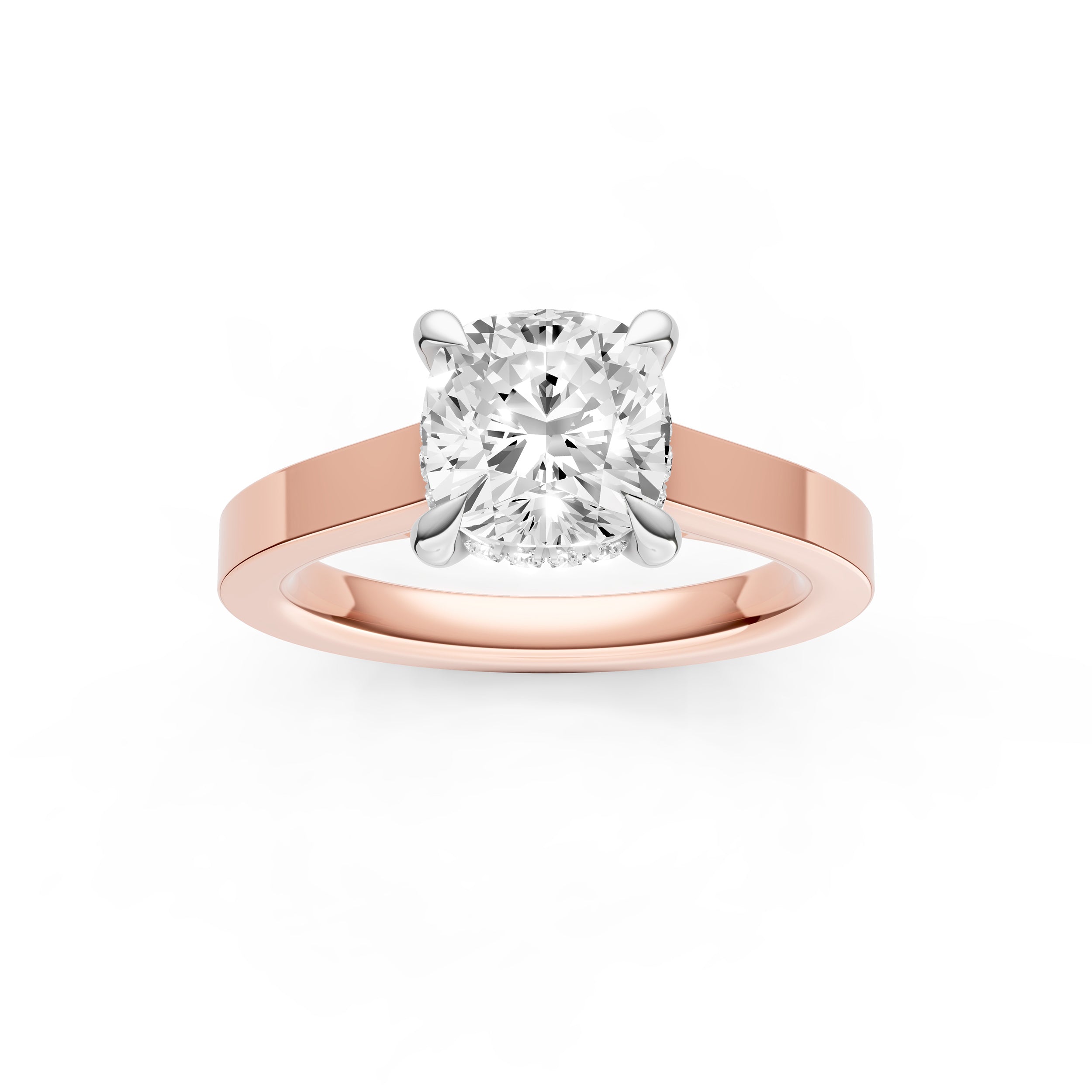 Diamond Bar Hidden Halo Engagement Ring (Cushion) Birmingham Jewelry Engagement Ring Birmingham Jewelry 