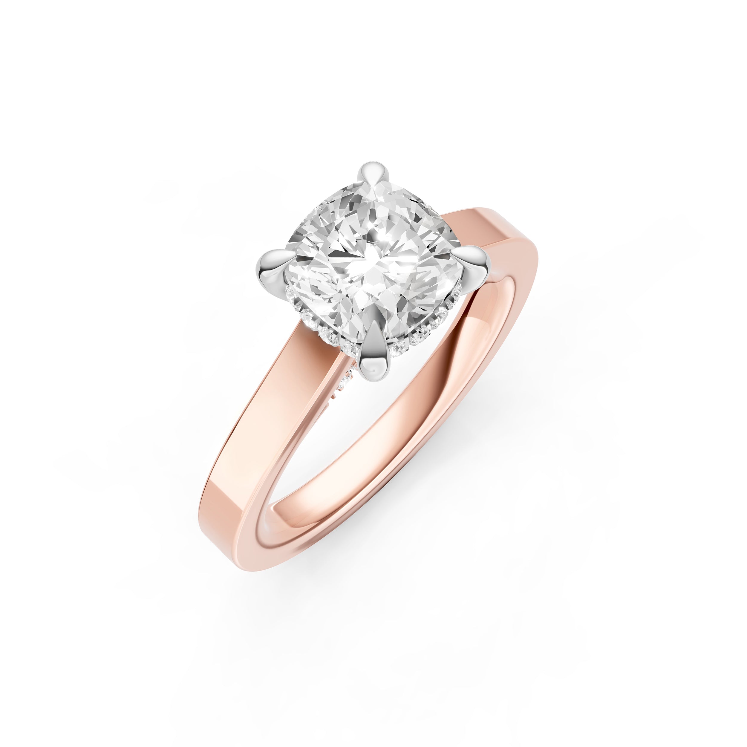 Diamond Bar Hidden Halo Engagement Ring (Cushion) Birmingham Jewelry Engagement Ring Birmingham Jewelry 