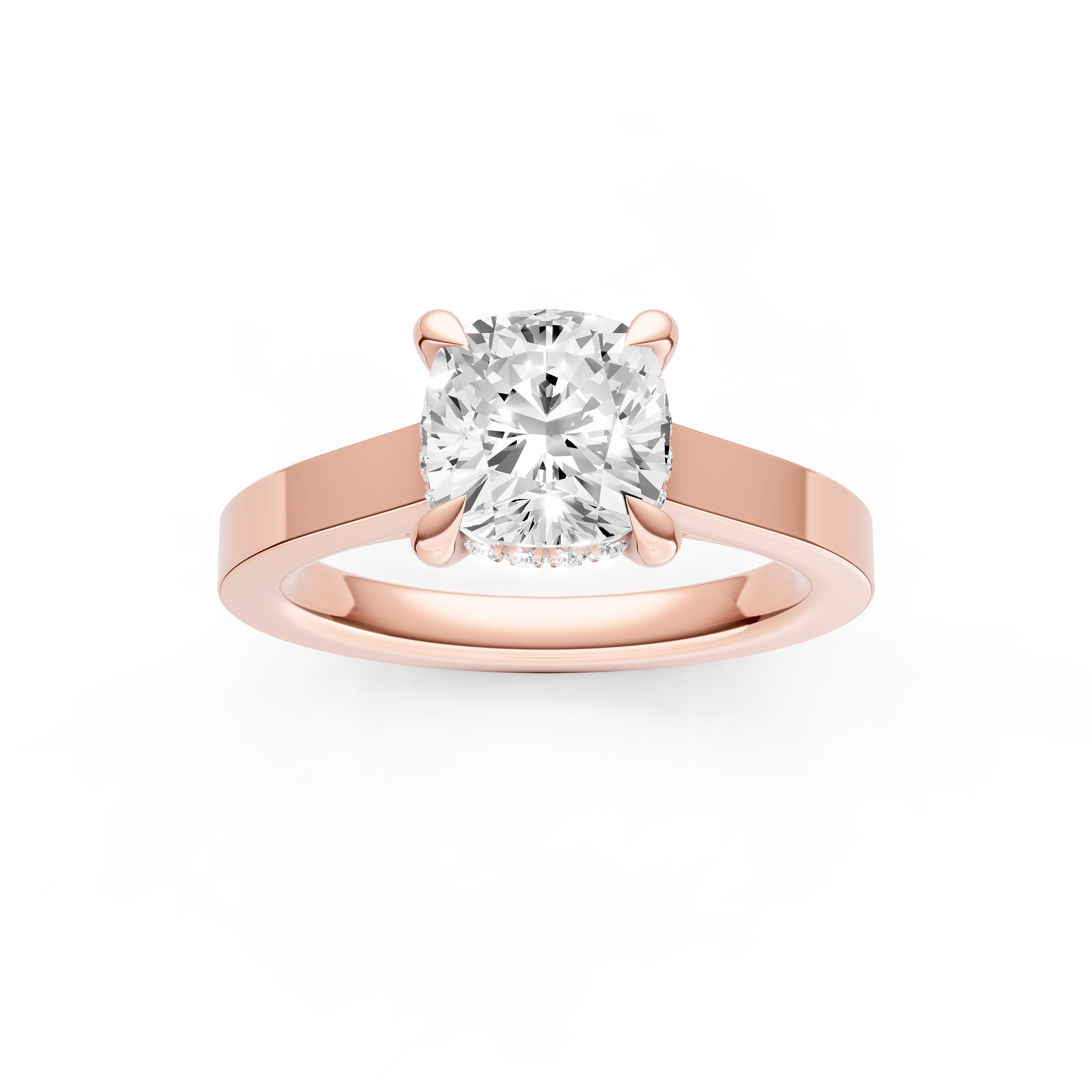 Diamond Bar Hidden Halo Engagement Ring (Cushion) Birmingham Jewelry Engagement Ring Birmingham Jewelry 