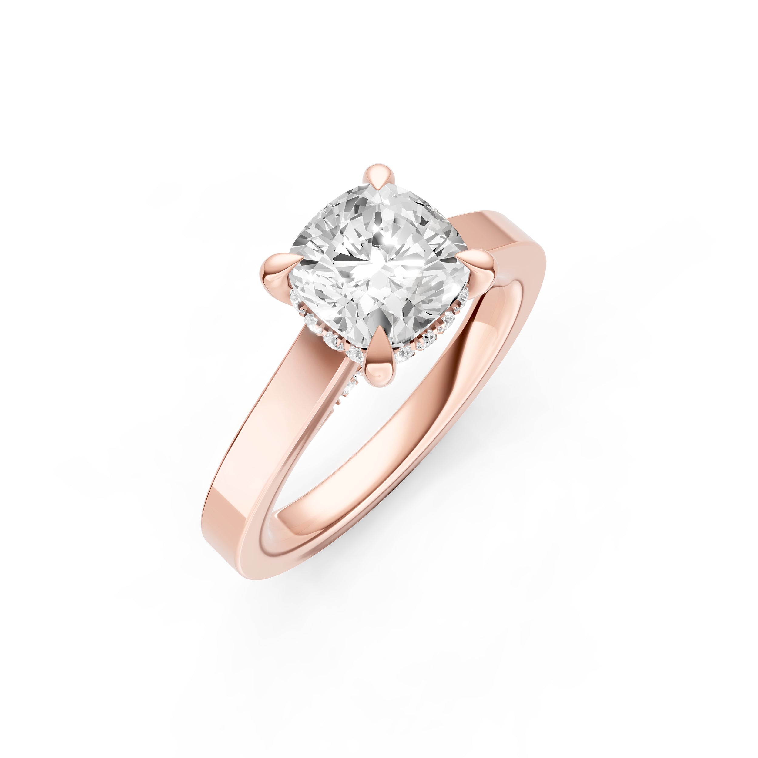Diamond Bar Hidden Halo Engagement Ring (Cushion) Birmingham Jewelry Engagement Ring Birmingham Jewelry 