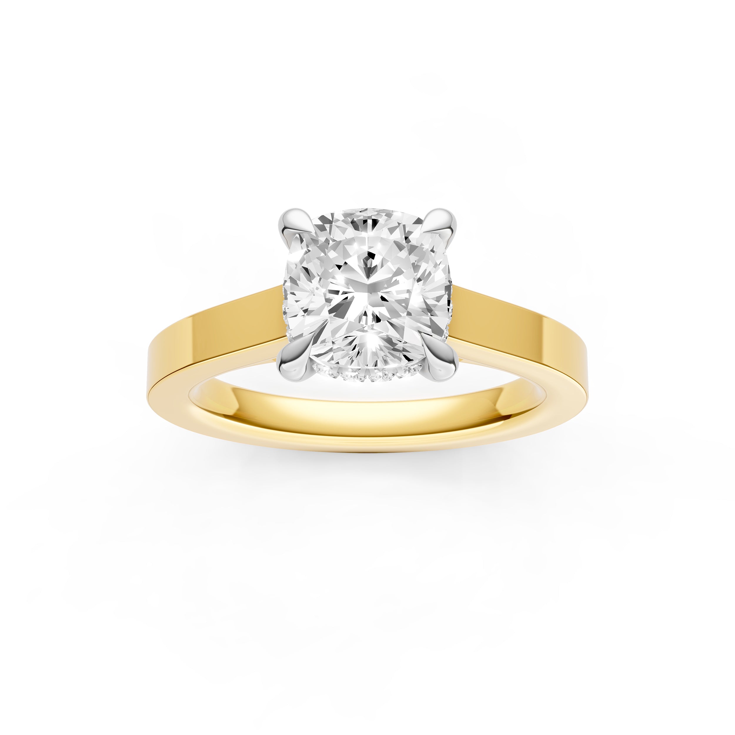 Diamond Bar Hidden Halo Engagement Ring (Cushion) Birmingham Jewelry Engagement Ring Birmingham Jewelry 