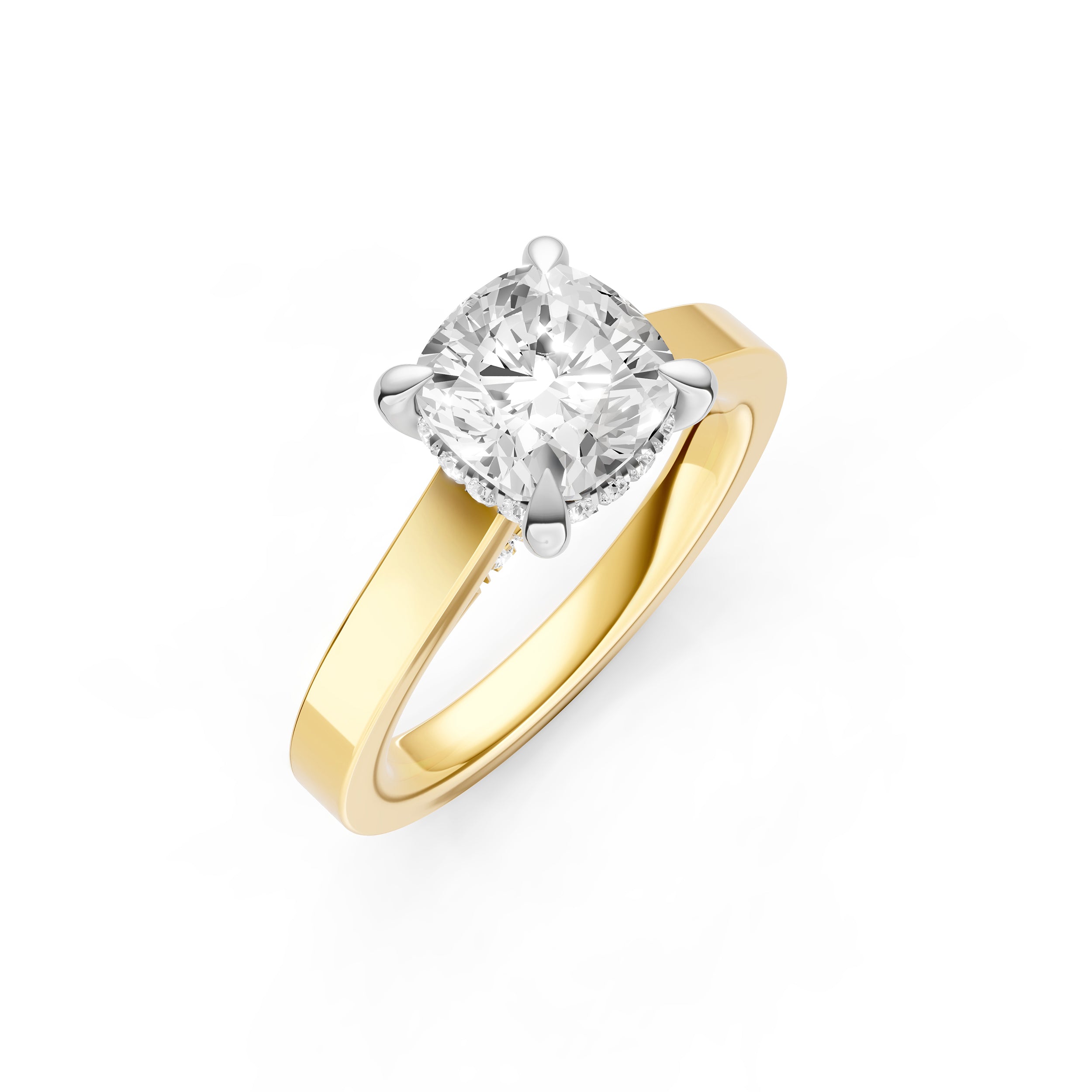 Diamond Bar Hidden Halo Engagement Ring (Cushion) Birmingham Jewelry Engagement Ring Birmingham Jewelry 