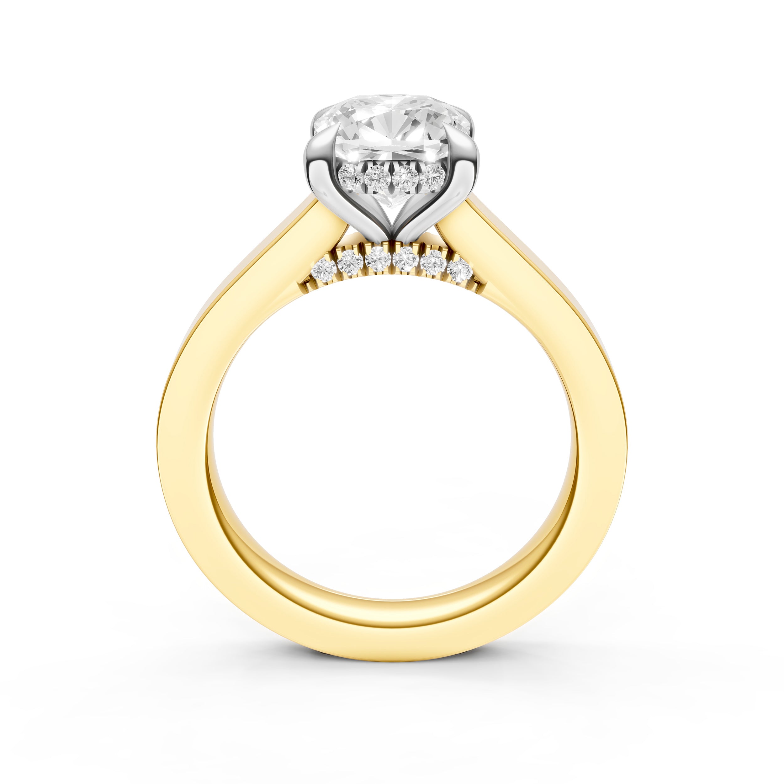 Diamond Bar Hidden Halo Engagement Ring (Cushion) Birmingham Jewelry Engagement Ring Birmingham Jewelry 