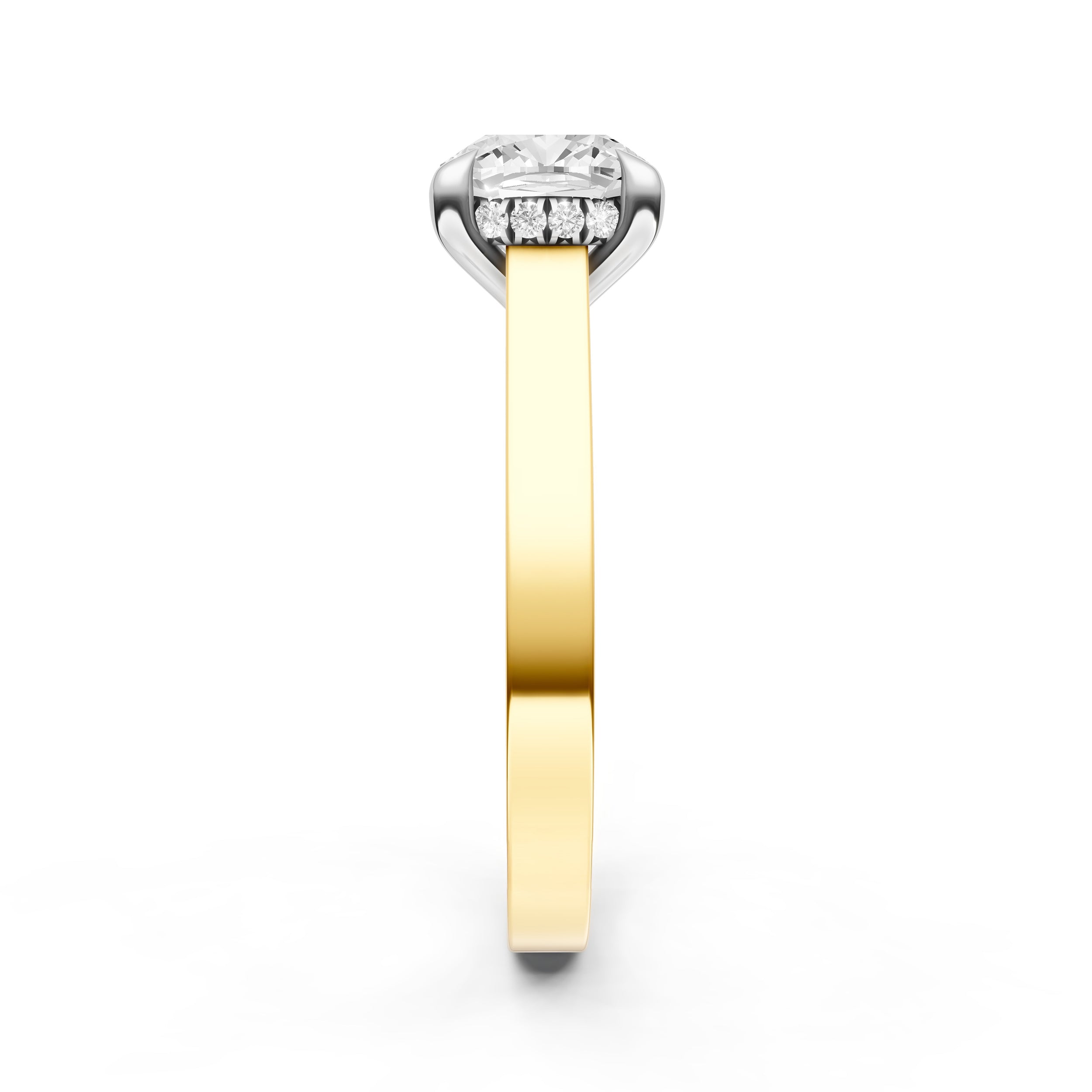 Diamond Bar Hidden Halo Engagement Ring (Cushion) Birmingham Jewelry Engagement Ring Birmingham Jewelry 
