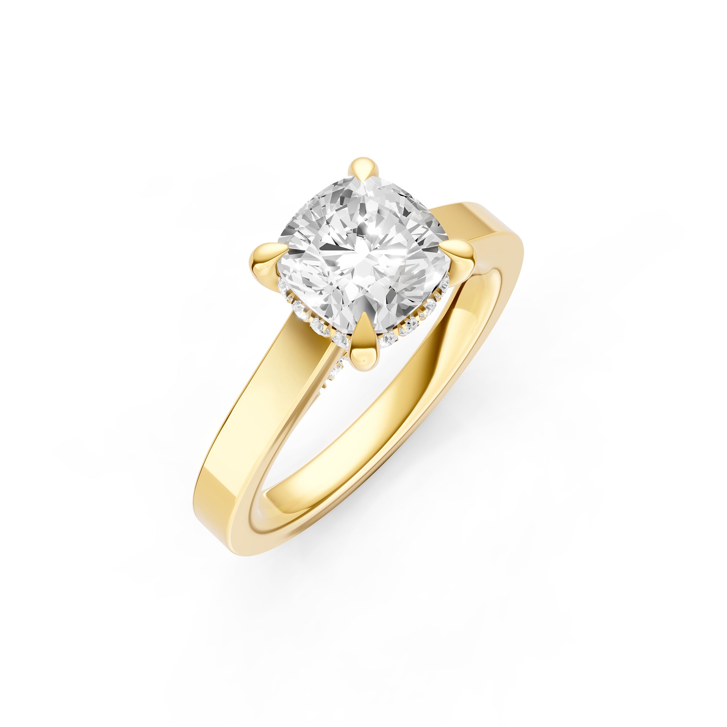 Diamond Bar Hidden Halo Engagement Ring (Cushion) Birmingham Jewelry Engagement Ring Birmingham Jewelry 