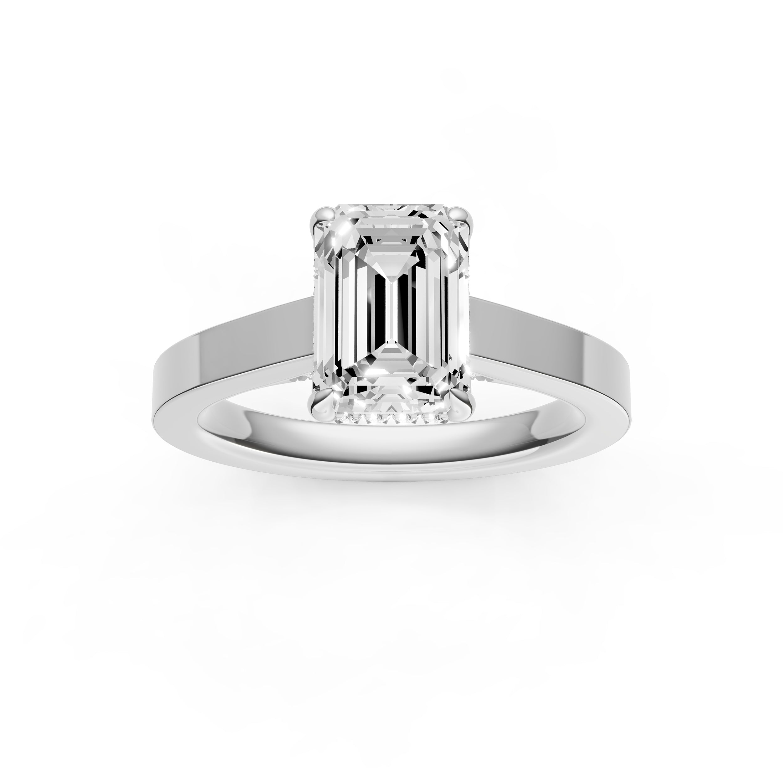 Diamond Bar Hidden Halo Engagement Ring (Emerald Cut) Birmingham Jewelry Engagement Ring Birmingham Jewelry 