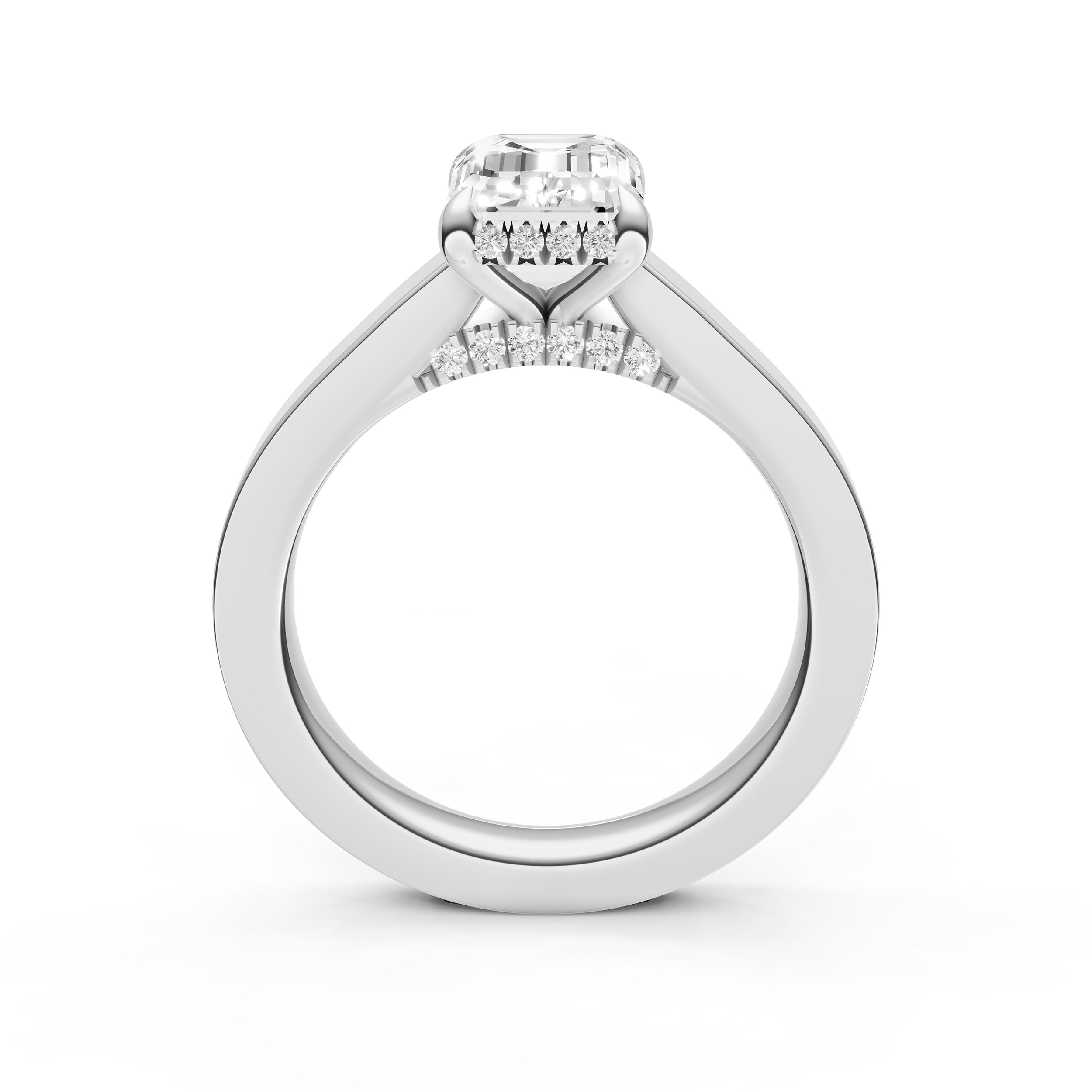 Diamond Bar Hidden Halo Engagement Ring (Emerald Cut) Birmingham Jewelry Engagement Ring Birmingham Jewelry 