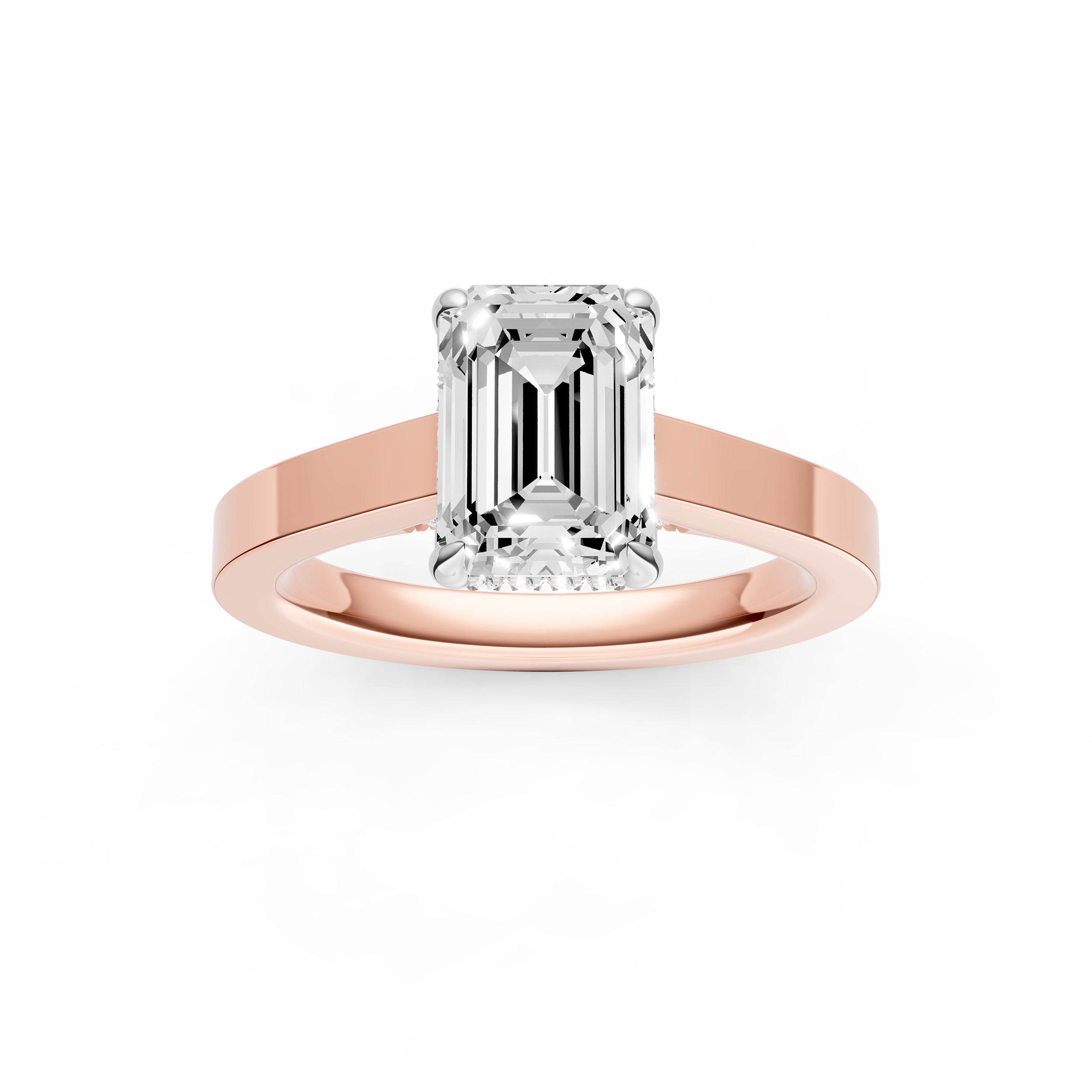 Diamond Bar Hidden Halo Engagement Ring (Emerald Cut) Birmingham Jewelry Engagement Ring Birmingham Jewelry 