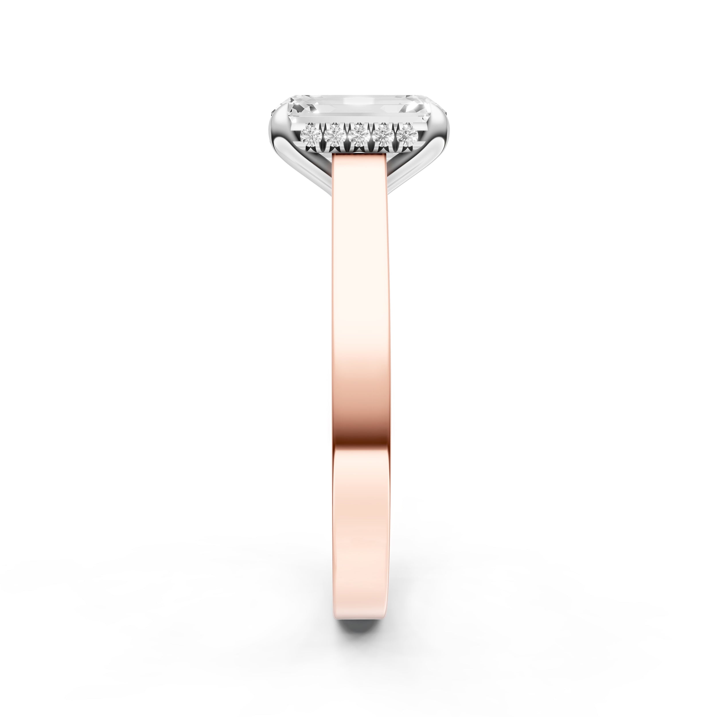 Diamond Bar Hidden Halo Engagement Ring (Emerald Cut) Birmingham Jewelry Engagement Ring Birmingham Jewelry 