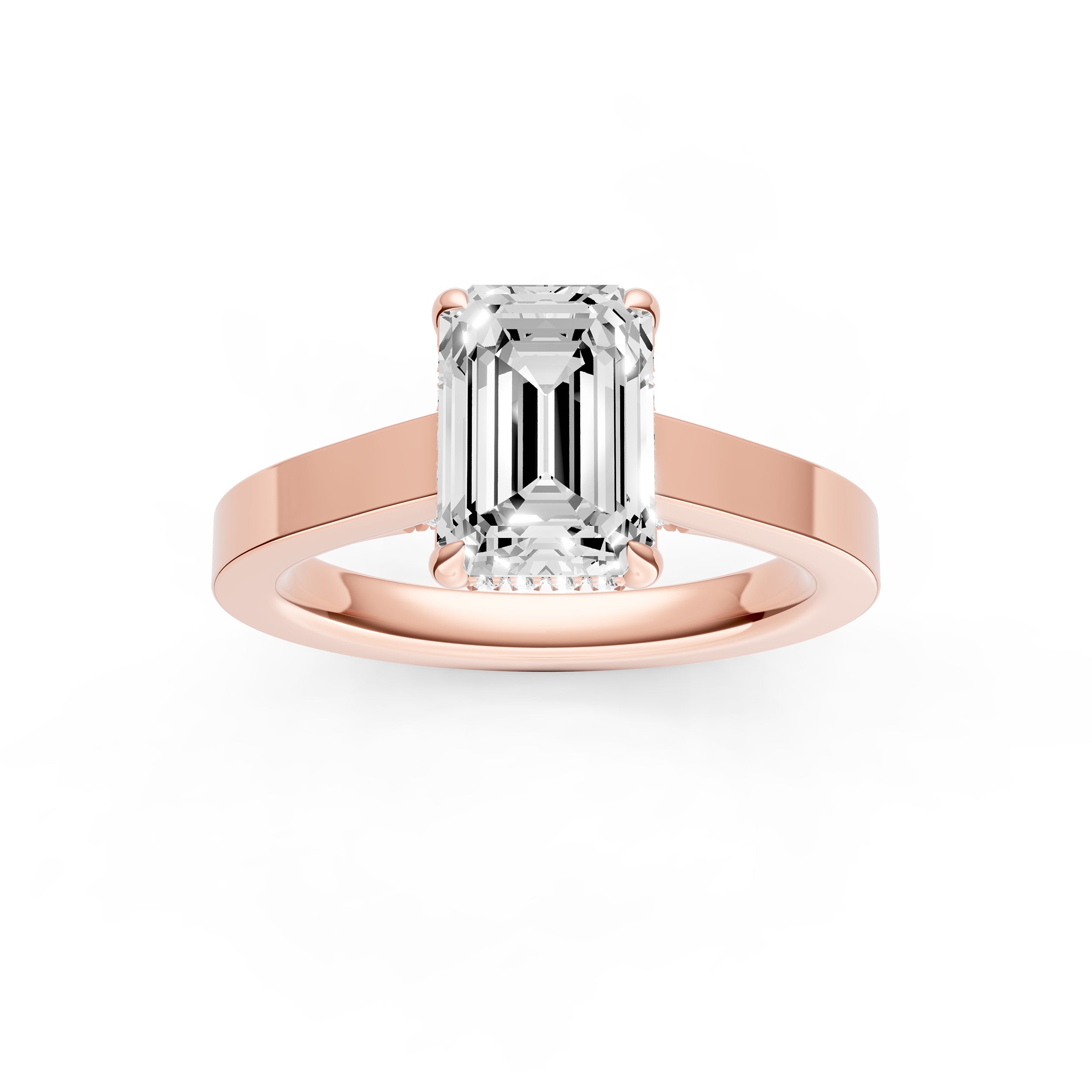 Diamond Bar Hidden Halo Engagement Ring (Emerald Cut) Birmingham Jewelry Engagement Ring Birmingham Jewelry 