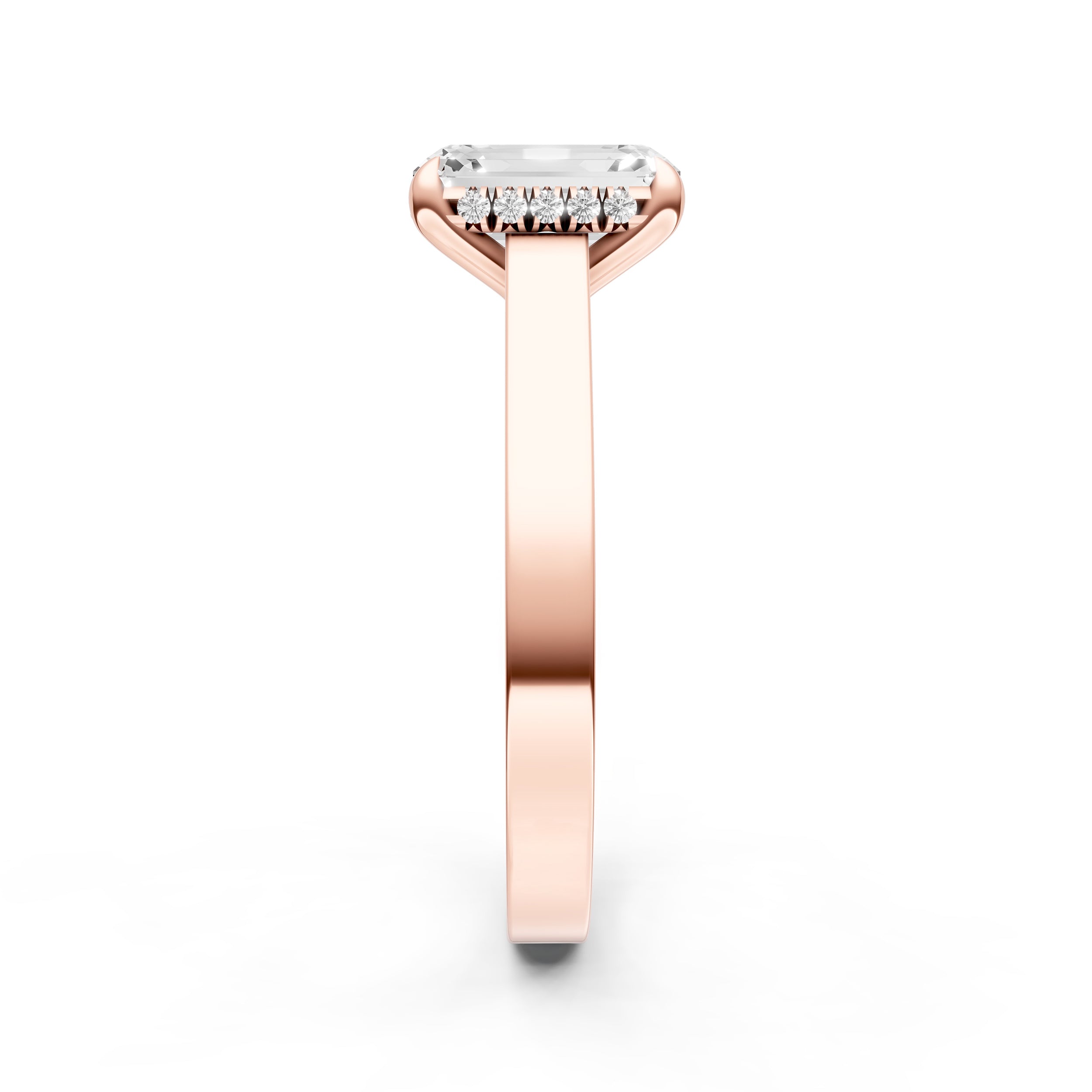 Diamond Bar Hidden Halo Engagement Ring (Emerald Cut) Birmingham Jewelry Engagement Ring Birmingham Jewelry 
