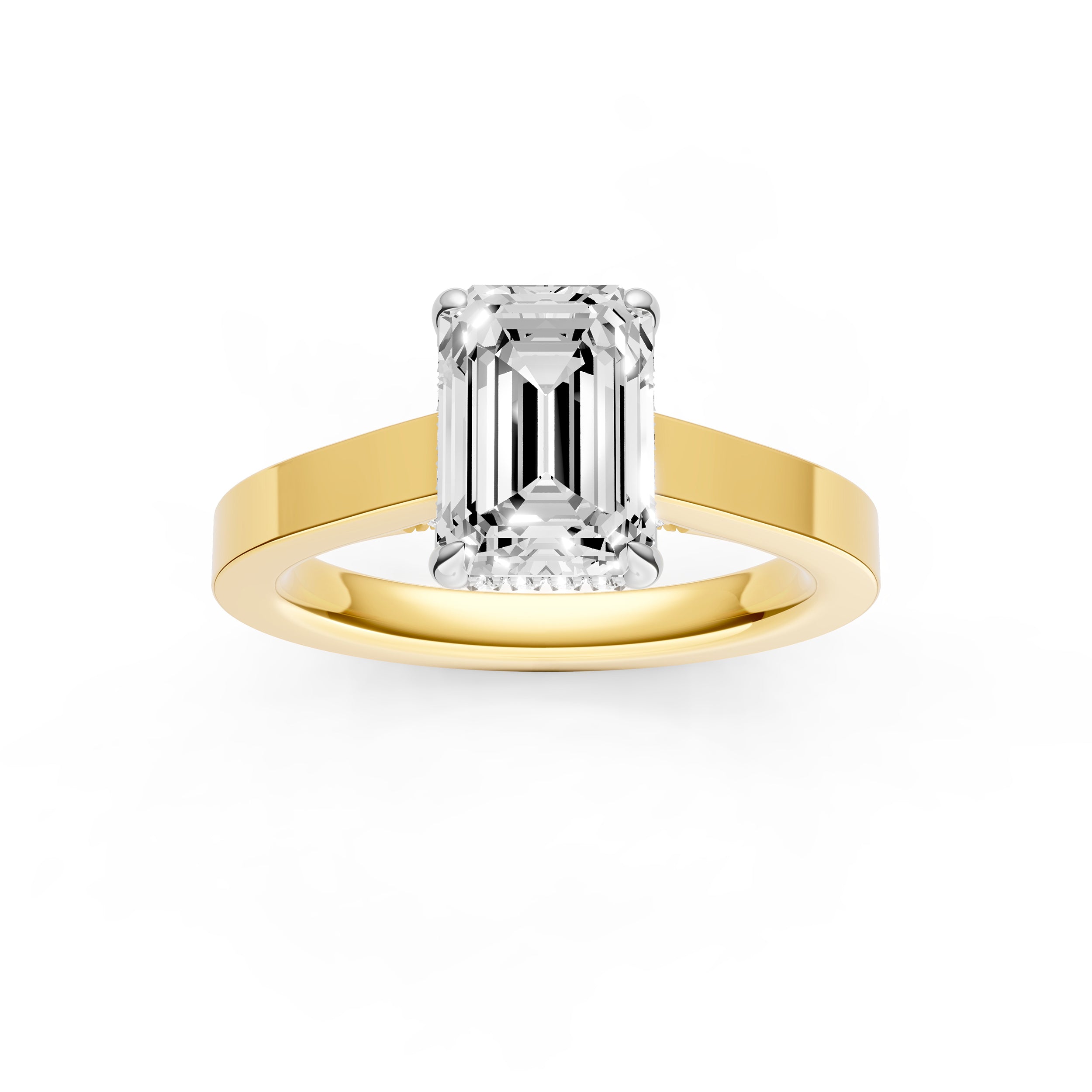 Diamond Bar Hidden Halo Engagement Ring (Emerald Cut) Birmingham Jewelry Engagement Ring Birmingham Jewelry 