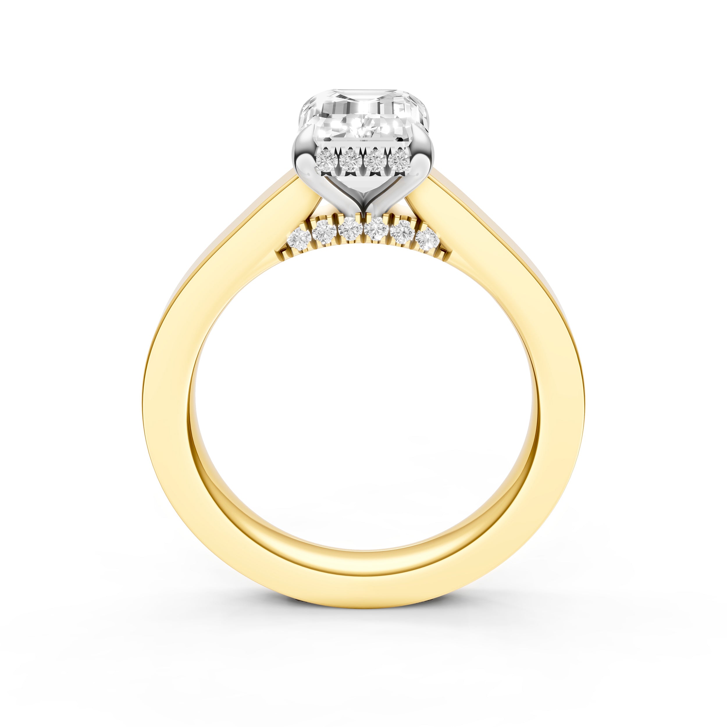 Diamond Bar Hidden Halo Engagement Ring (Emerald Cut) Birmingham Jewelry Engagement Ring Birmingham Jewelry 