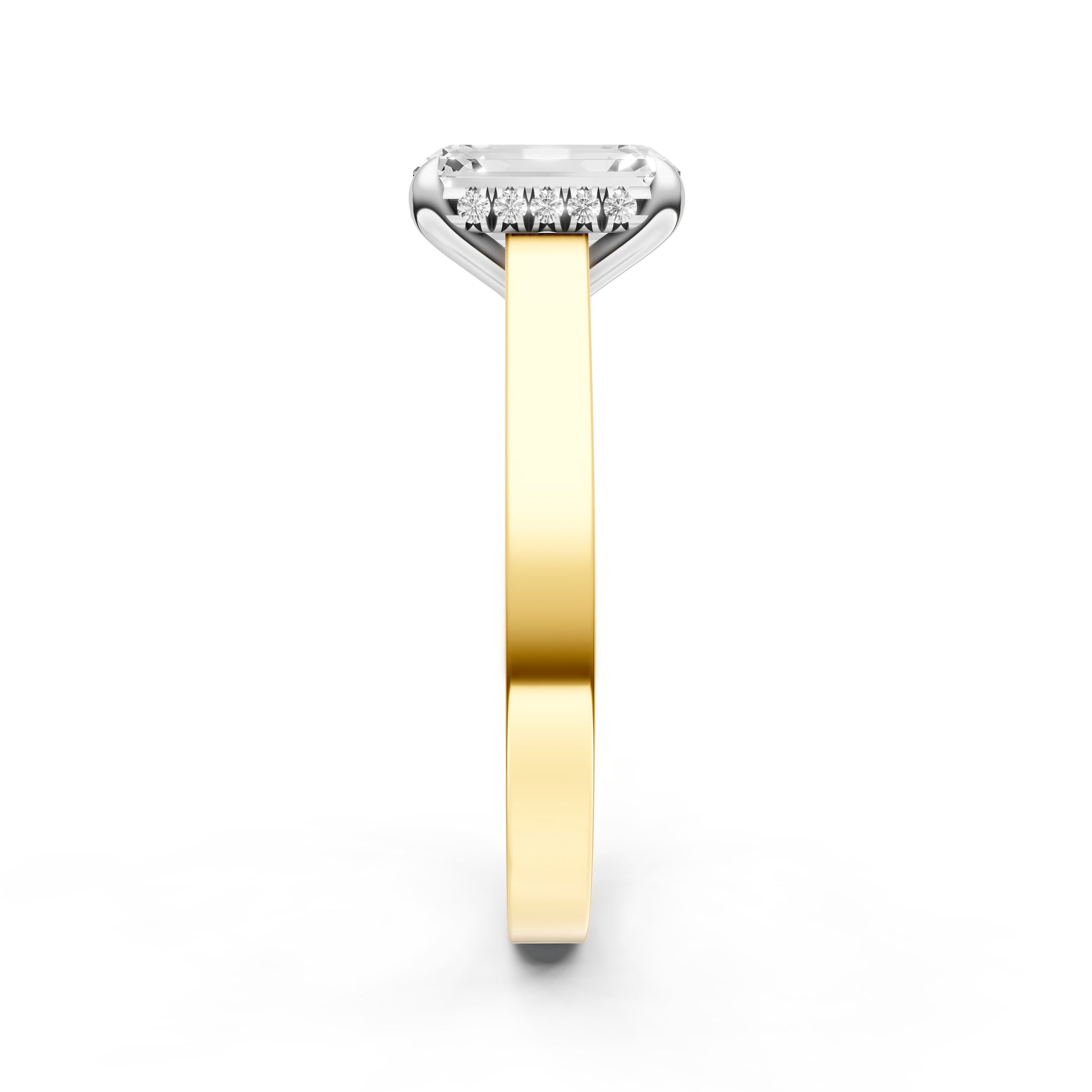 Diamond Bar Hidden Halo Engagement Ring (Emerald Cut) Birmingham Jewelry Engagement Ring Birmingham Jewelry 