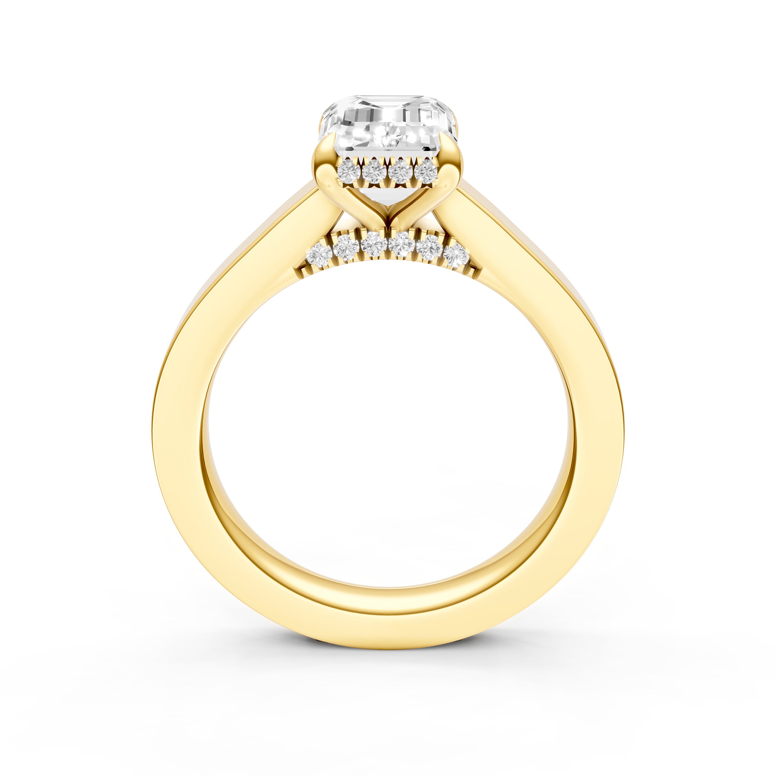 Diamond Bar Hidden Halo Engagement Ring (Emerald Cut) Birmingham Jewelry Engagement Ring Birmingham Jewelry 