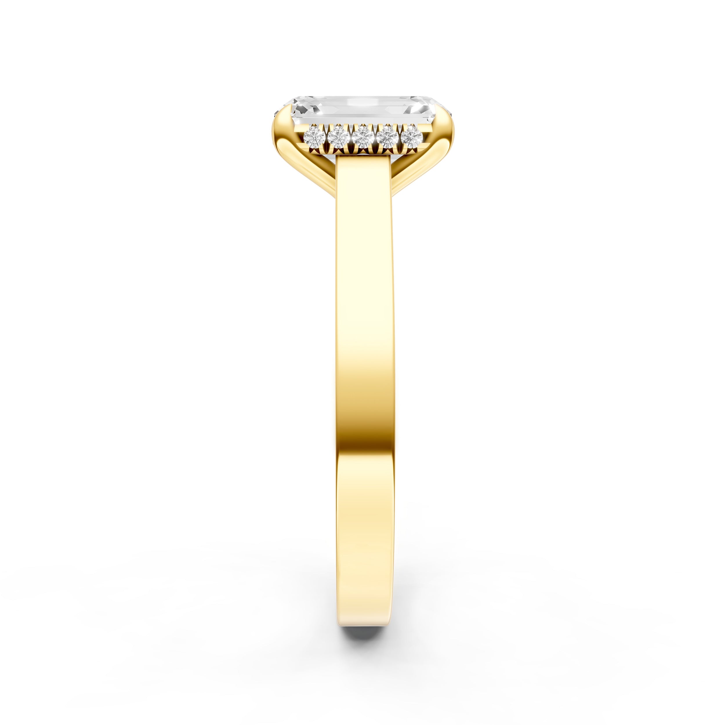 Diamond Bar Hidden Halo Engagement Ring (Emerald Cut) Birmingham Jewelry Engagement Ring Birmingham Jewelry 