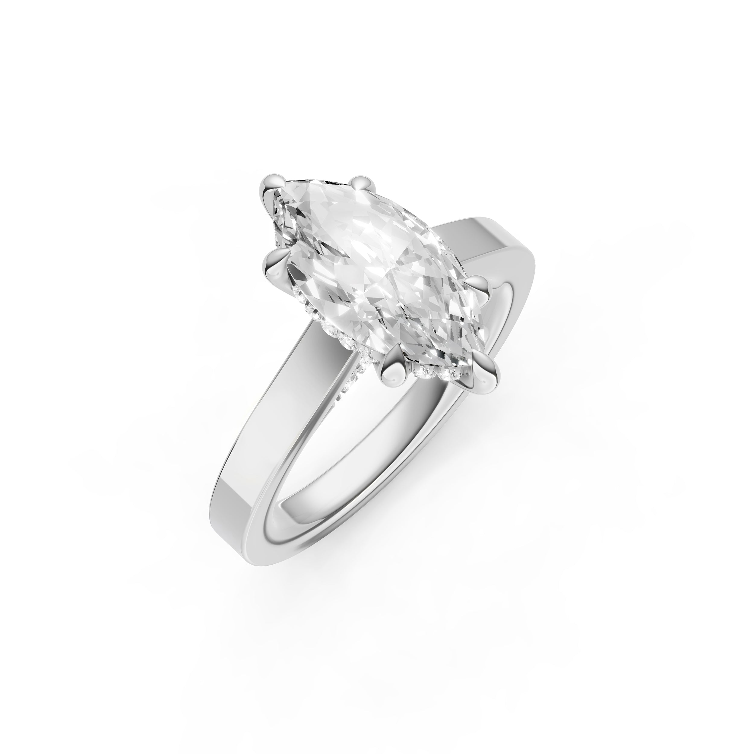 Diamond Bar Hidden Halo Engagement Ring (Marquise) Birmingham Jewelry Engagement Ring Birmingham Jewelry 