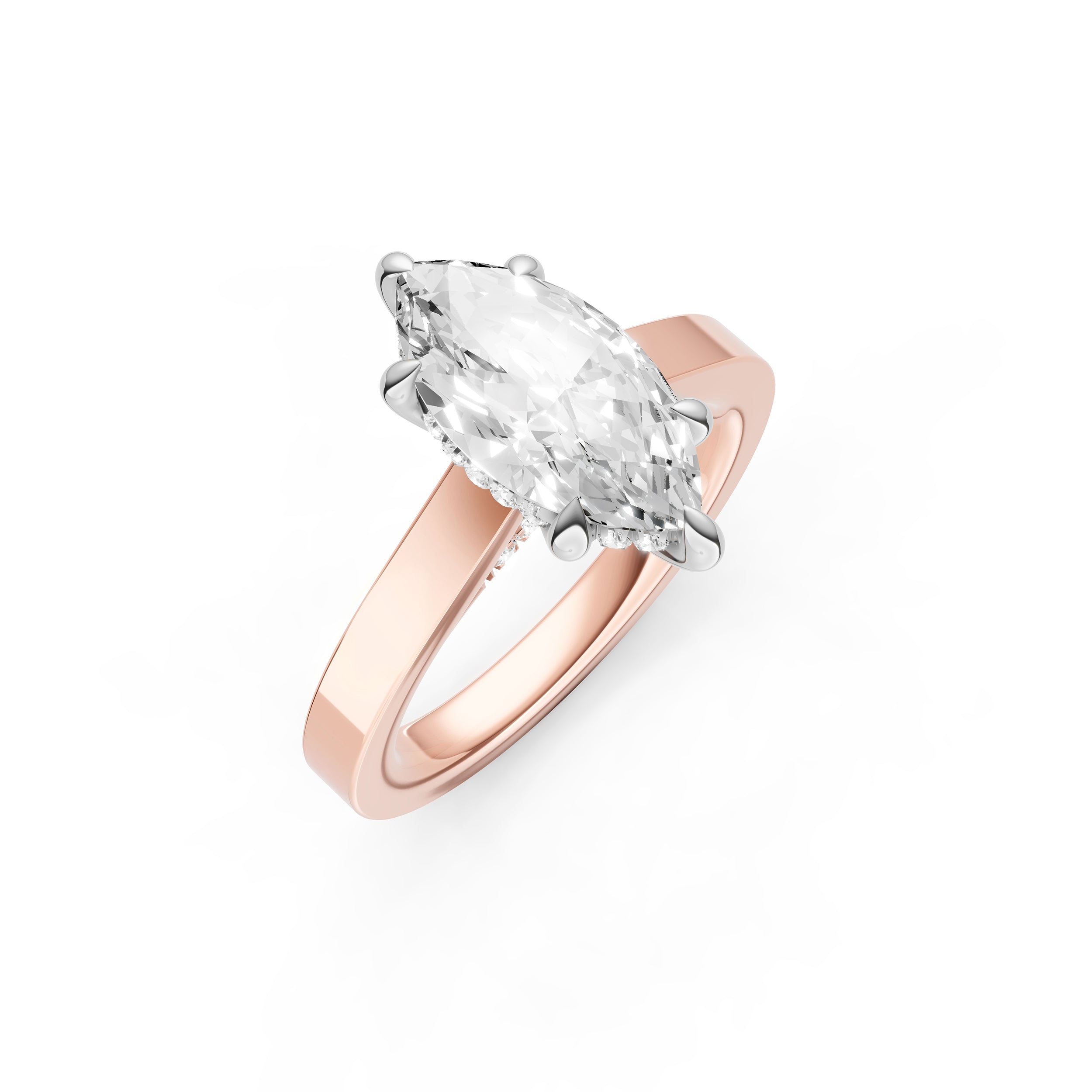 Diamond Bar Hidden Halo Engagement Ring (Marquise) Birmingham Jewelry Engagement Ring Birmingham Jewelry 