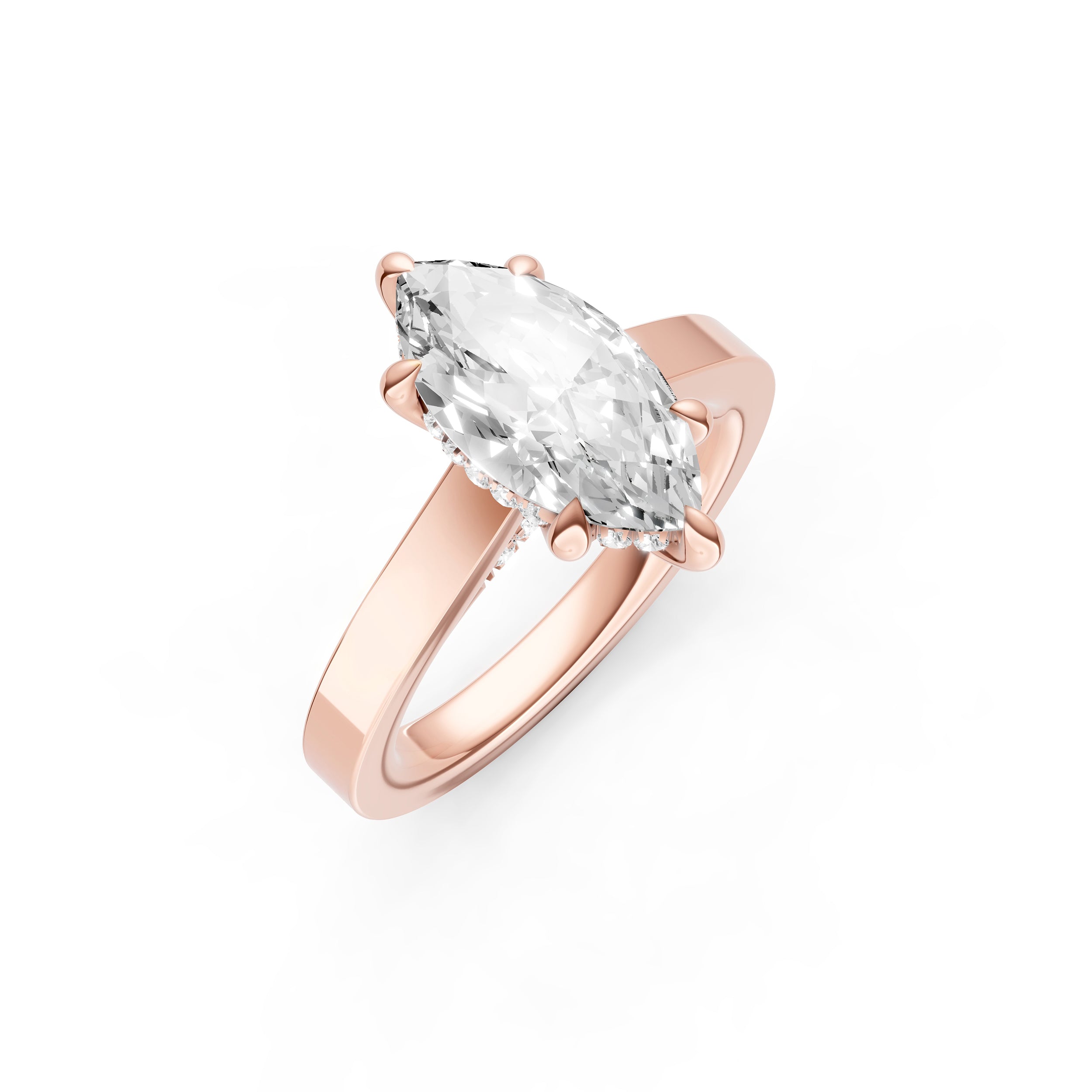 Diamond Bar Hidden Halo Engagement Ring (Marquise) Birmingham Jewelry Engagement Ring Birmingham Jewelry 