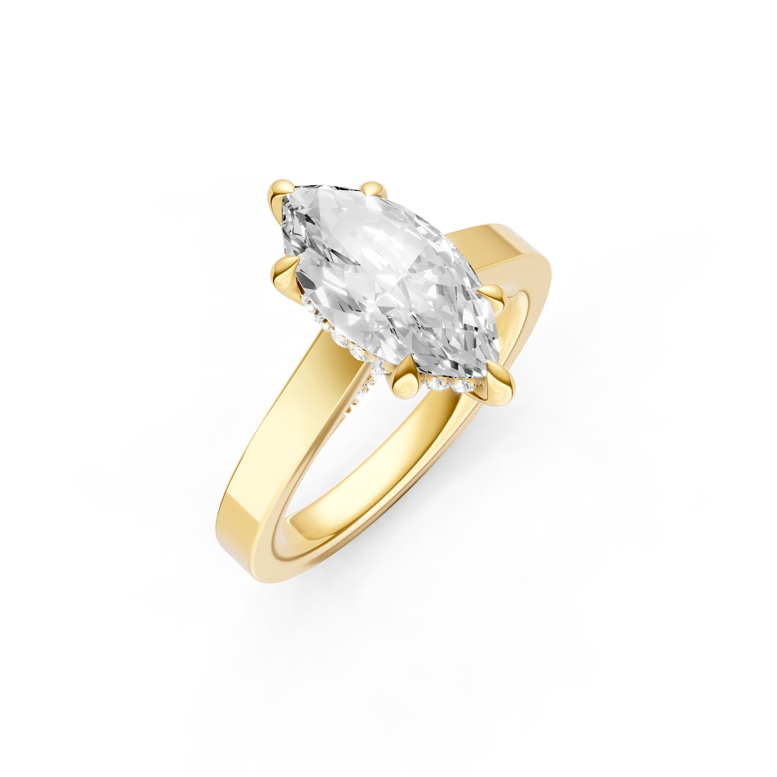 Diamond Bar Hidden Halo Engagement Ring (Marquise) Birmingham Jewelry Engagement Ring Birmingham Jewelry 