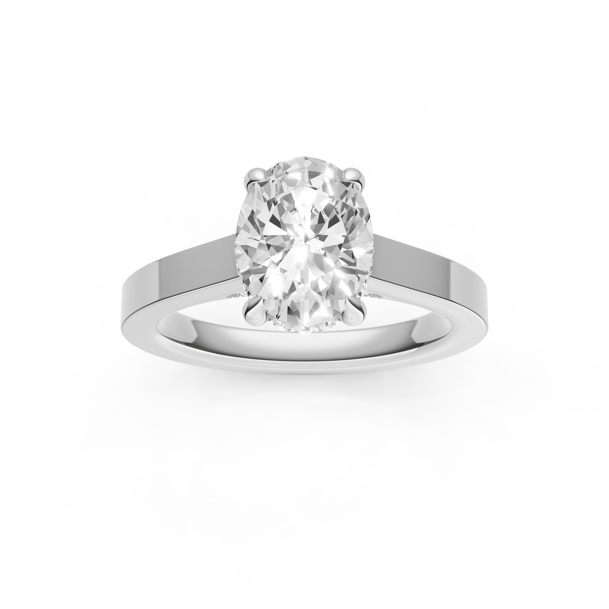 Diamond Bar Hidden Halo Engagement Ring (Oval) Birmingham Jewelry Engagement Ring Birmingham Jewelry 