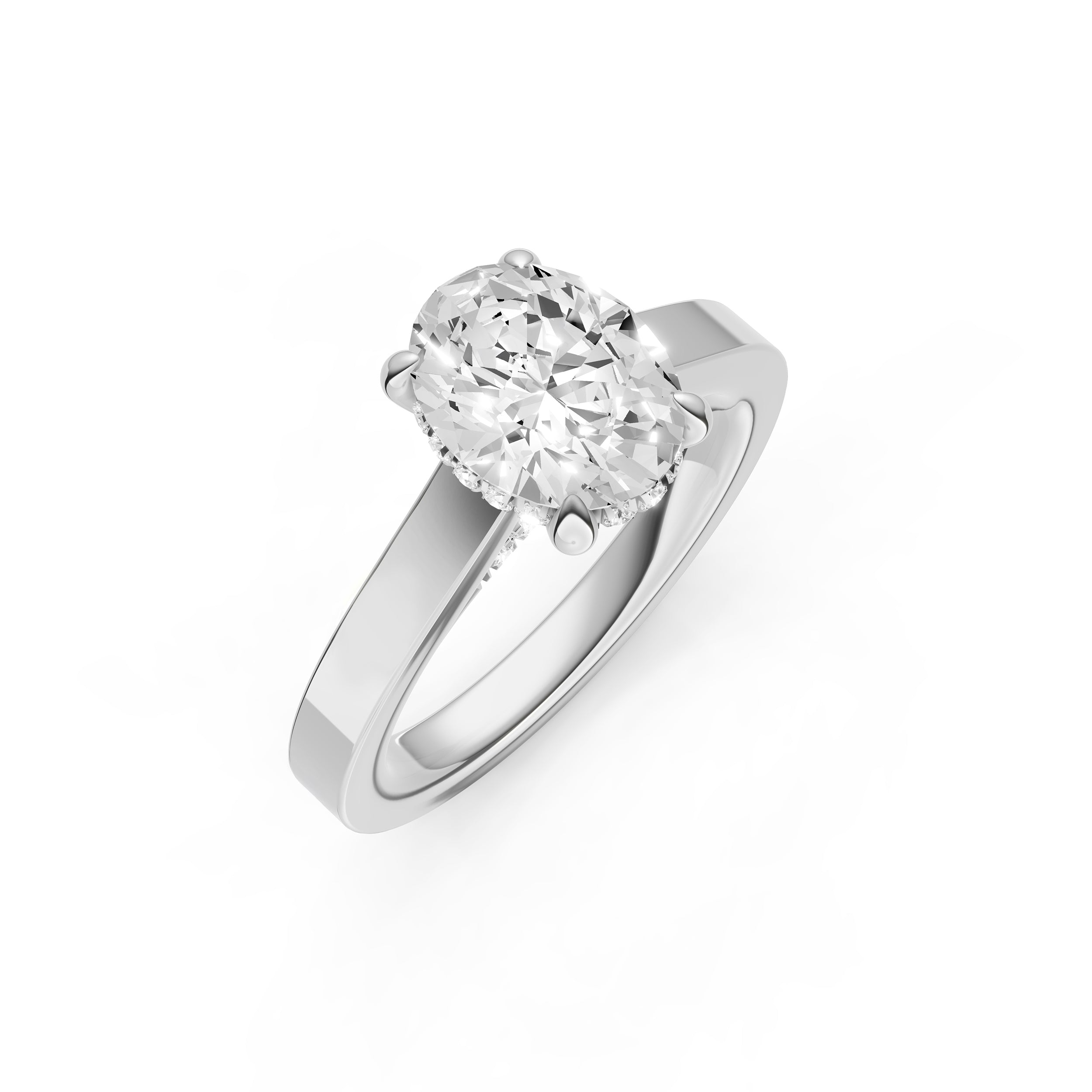 Diamond Bar Hidden Halo Engagement Ring (Oval) Birmingham Jewelry Engagement Ring Birmingham Jewelry 