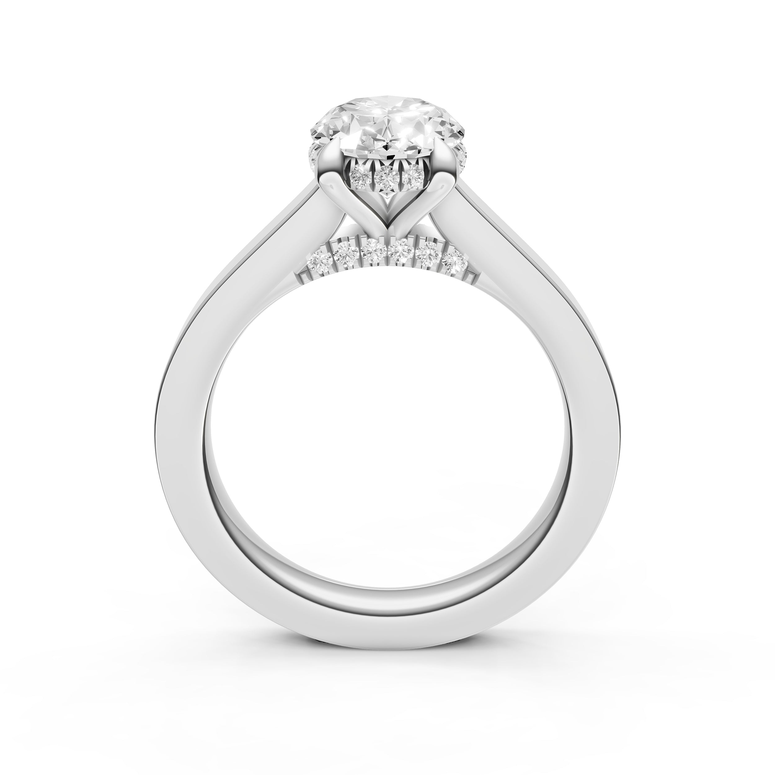 Diamond Bar Hidden Halo Engagement Ring (Oval) Birmingham Jewelry Engagement Ring Birmingham Jewelry 