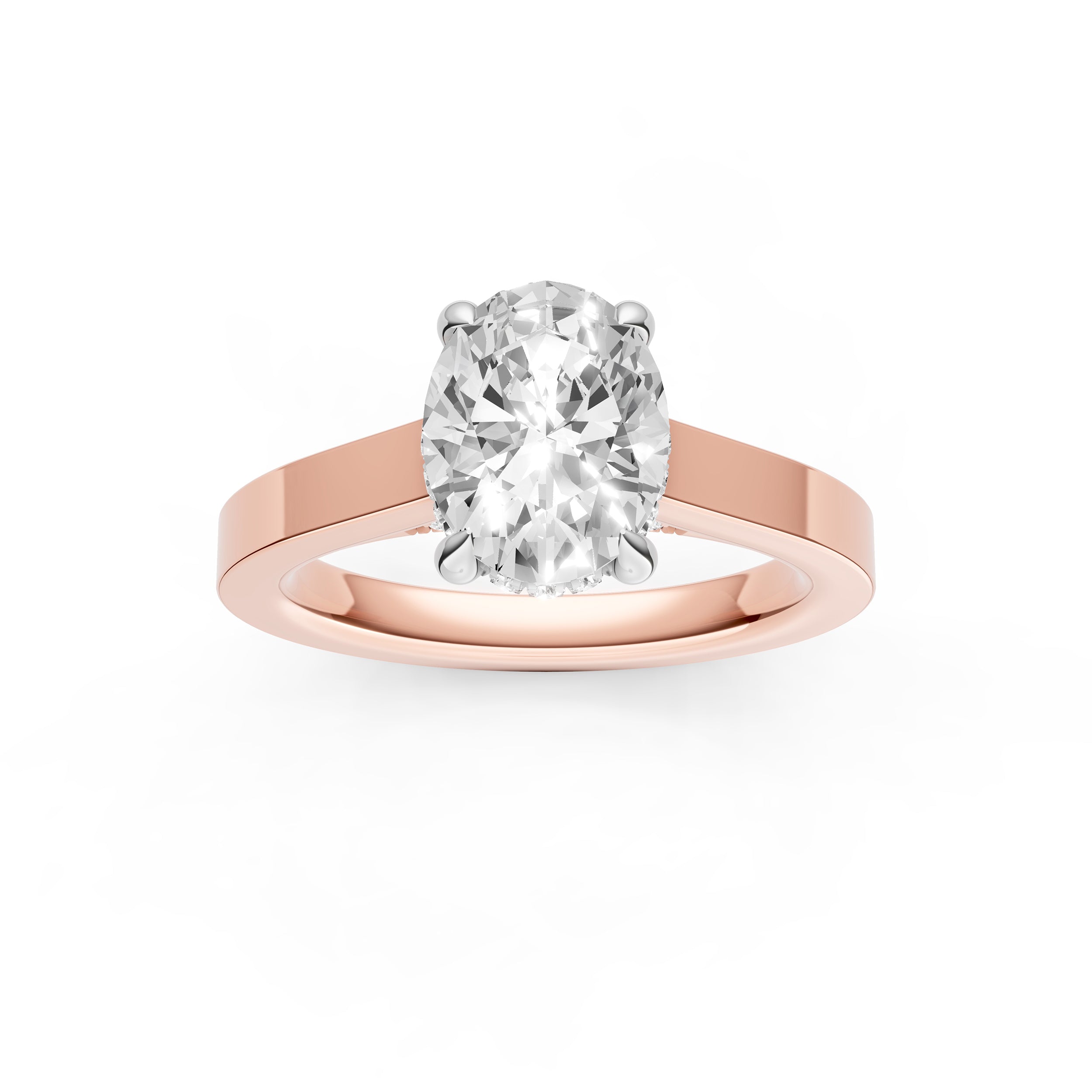 Diamond Bar Hidden Halo Engagement Ring (Oval) Birmingham Jewelry Engagement Ring Birmingham Jewelry 