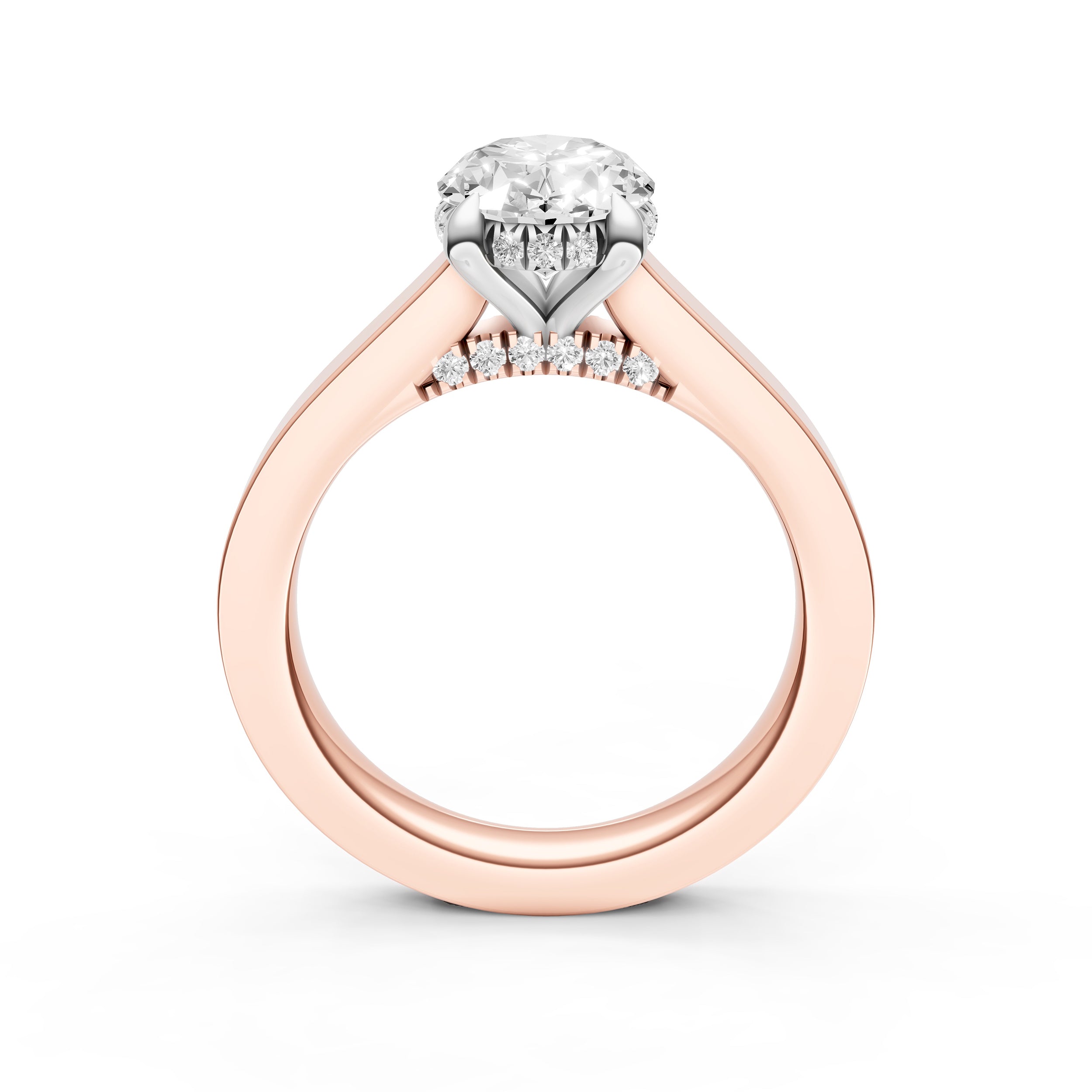 Diamond Bar Hidden Halo Engagement Ring (Oval) Birmingham Jewelry Engagement Ring Birmingham Jewelry 