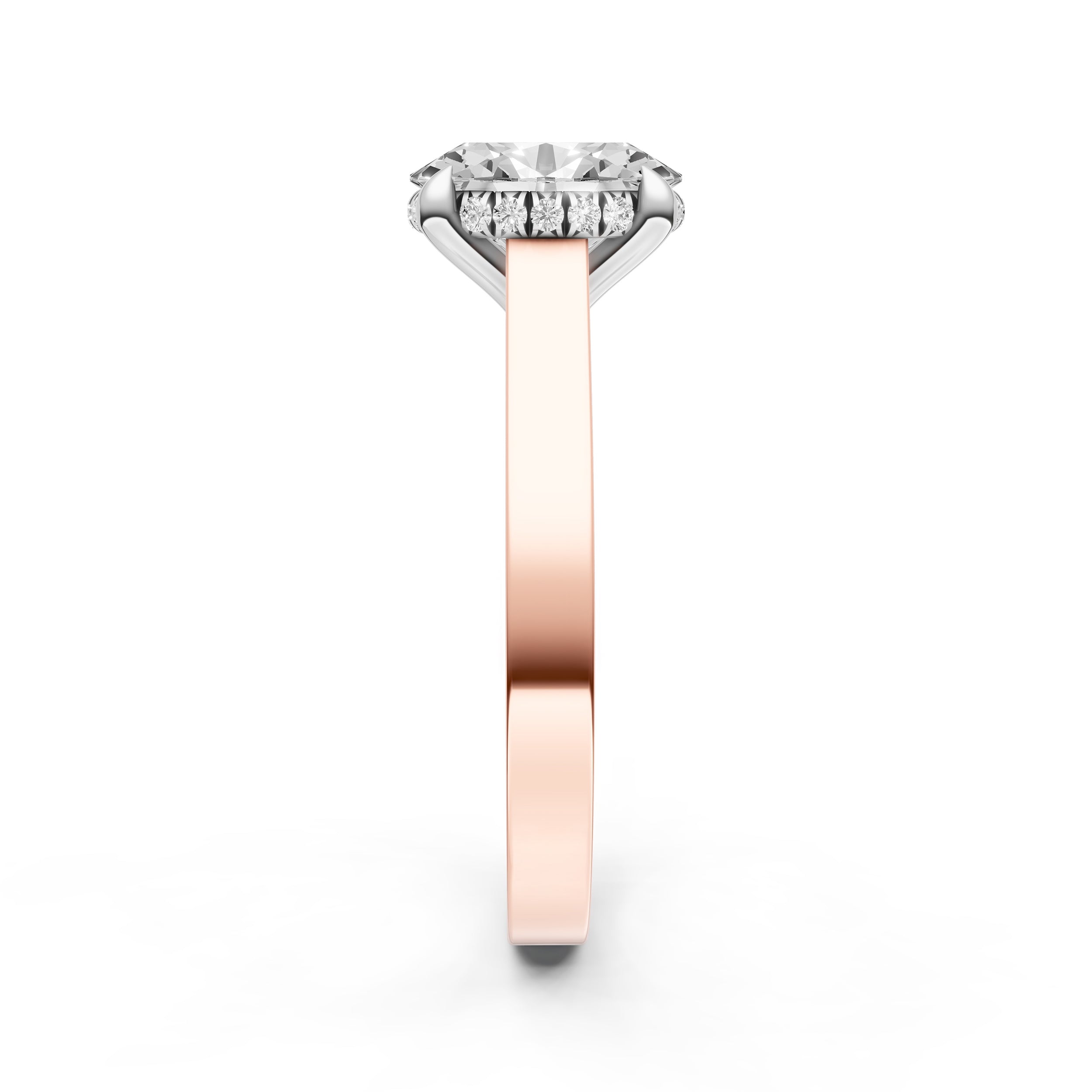 Diamond Bar Hidden Halo Engagement Ring (Oval) Birmingham Jewelry Engagement Ring Birmingham Jewelry 
