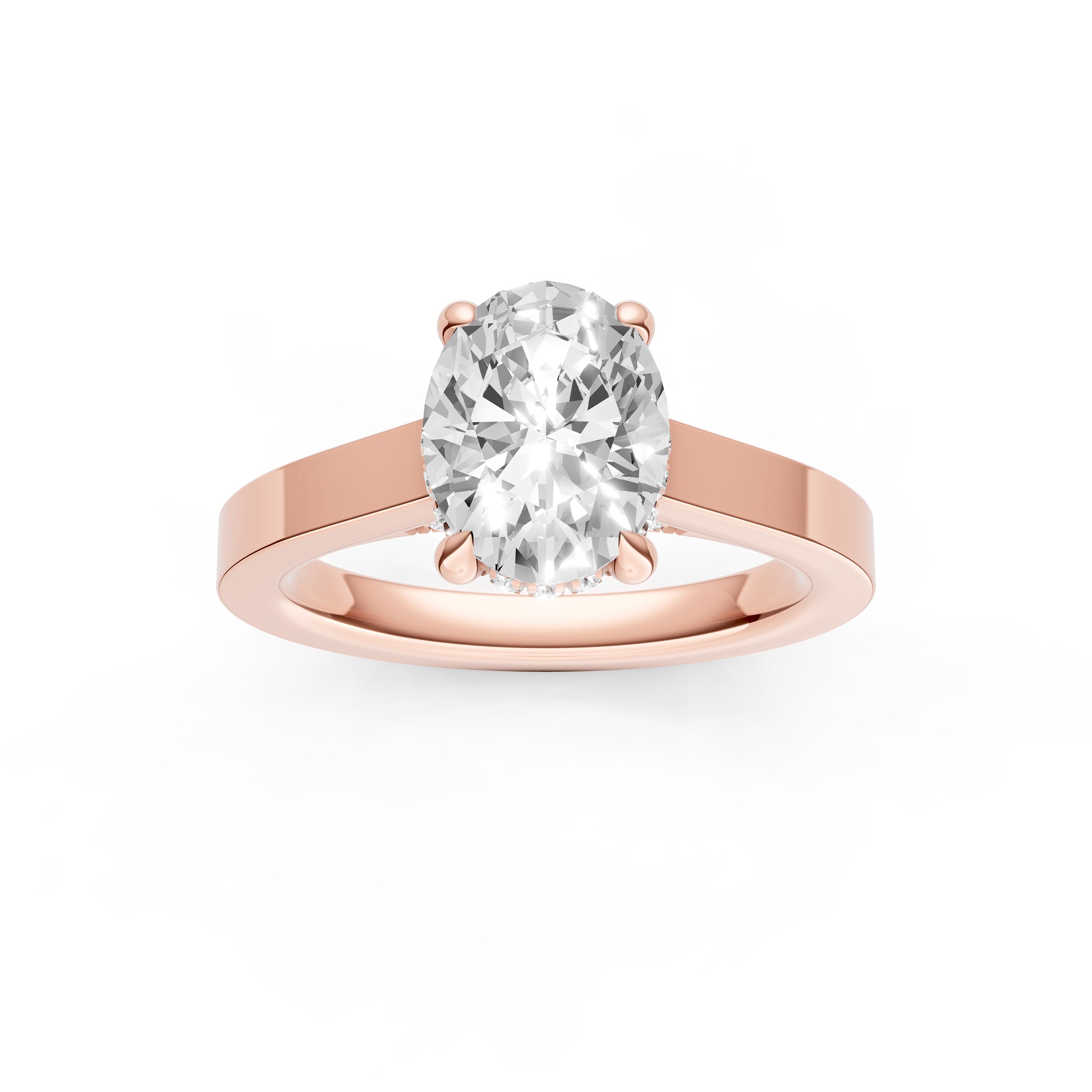 Diamond Bar Hidden Halo Engagement Ring (Oval) Birmingham Jewelry Engagement Ring Birmingham Jewelry 