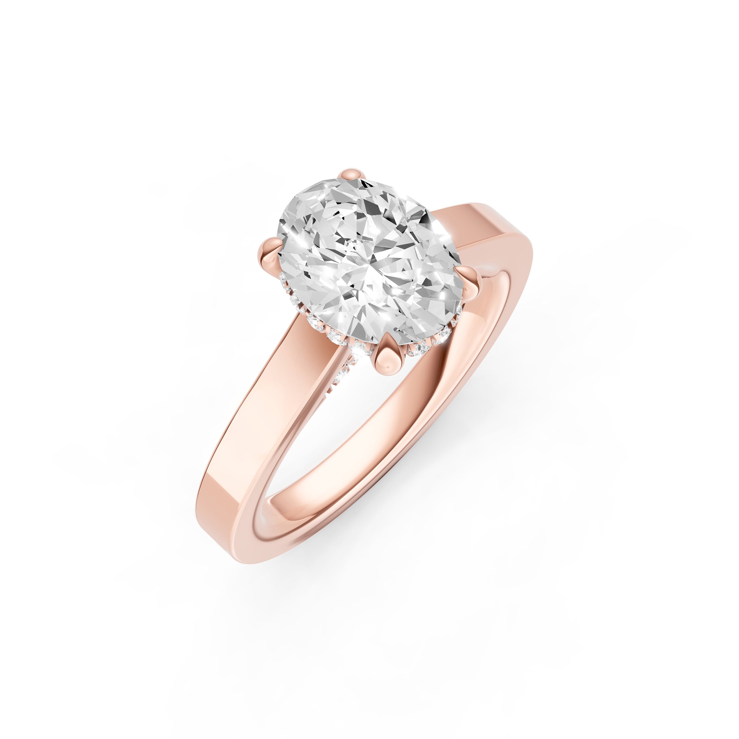 Diamond Bar Hidden Halo Engagement Ring (Oval) Birmingham Jewelry Engagement Ring Birmingham Jewelry 