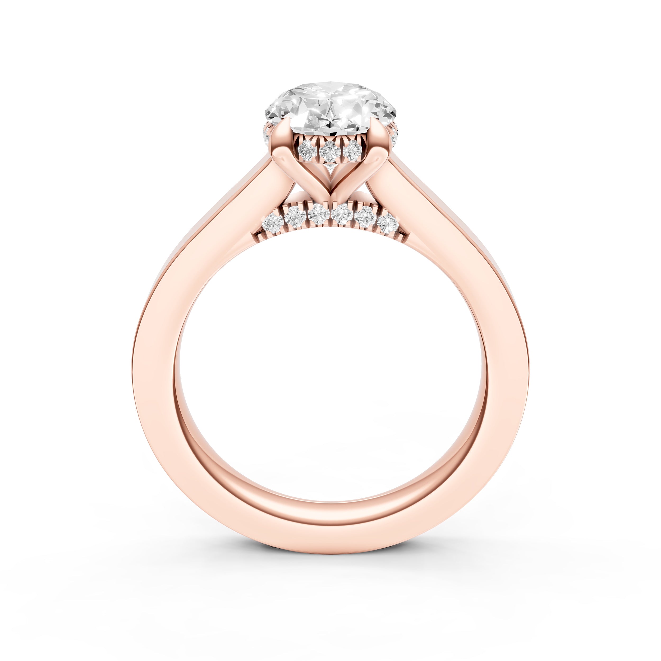 Diamond Bar Hidden Halo Engagement Ring (Oval) Birmingham Jewelry Engagement Ring Birmingham Jewelry 