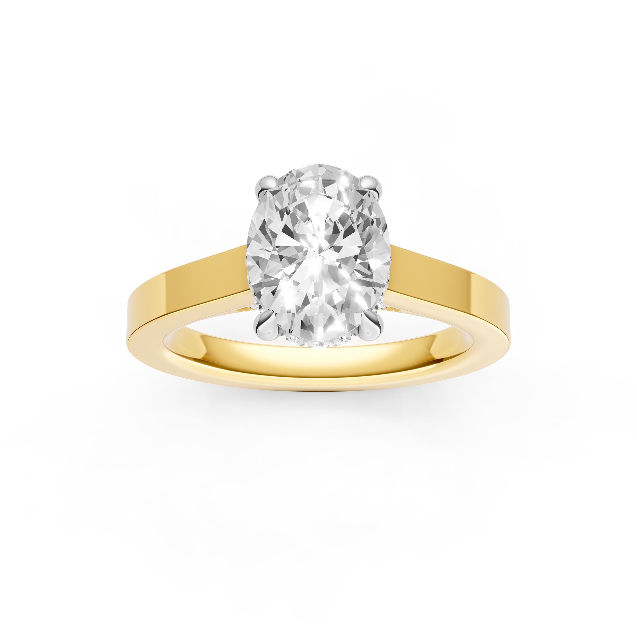 Diamond Bar Hidden Halo Engagement Ring (Oval) Birmingham Jewelry Engagement Ring Birmingham Jewelry 