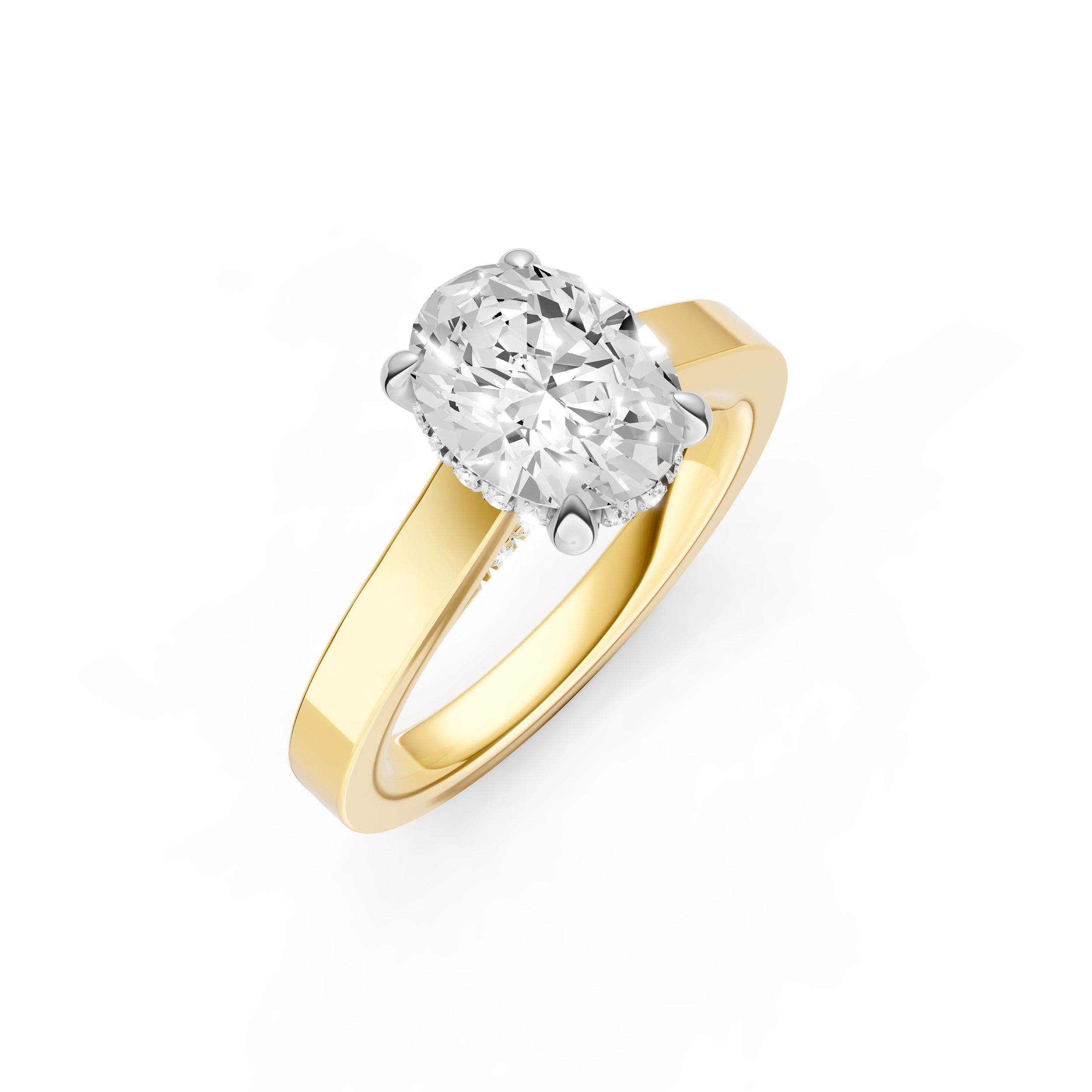Diamond Bar Hidden Halo Engagement Ring (Oval) Birmingham Jewelry Engagement Ring Birmingham Jewelry 
