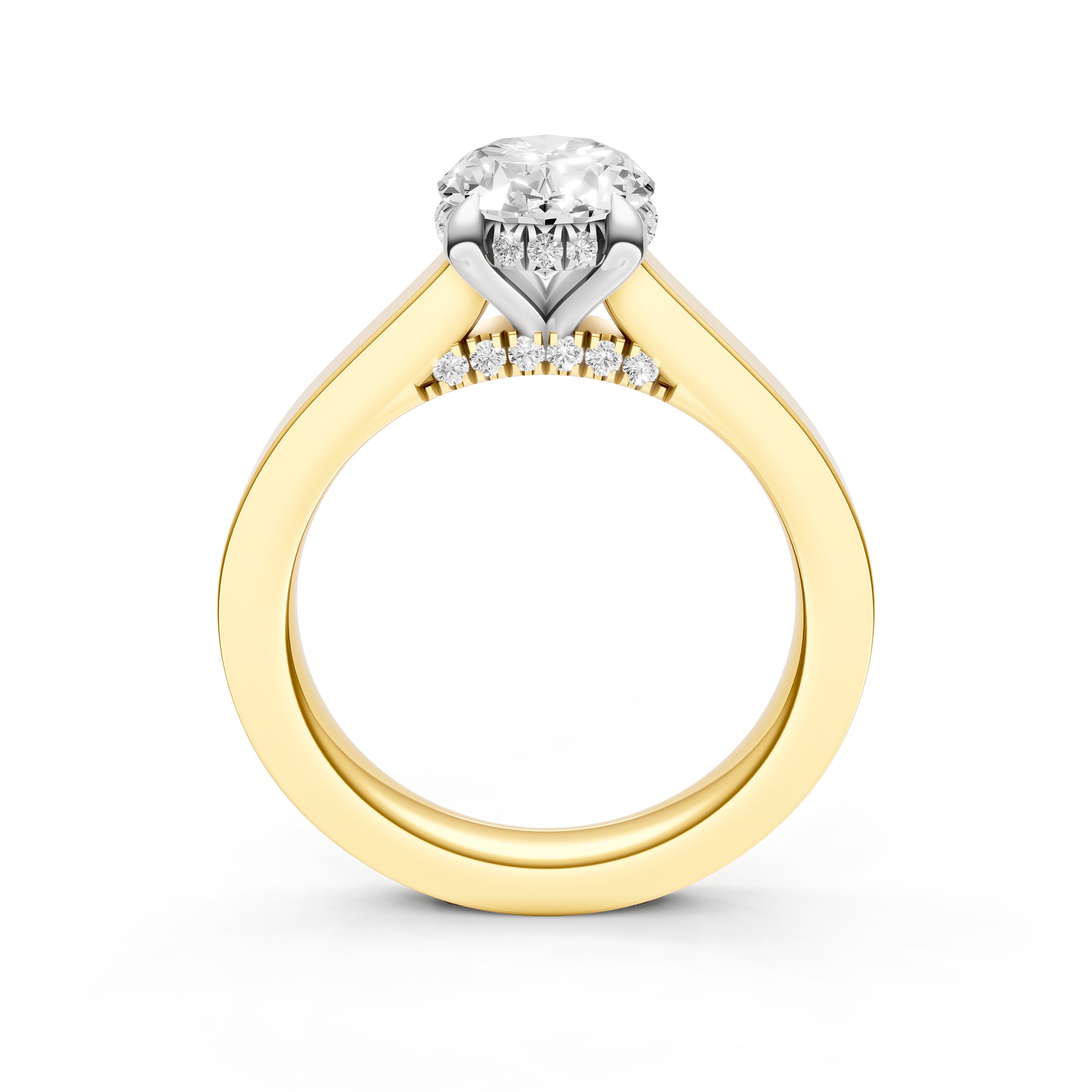 Diamond Bar Hidden Halo Engagement Ring (Oval) Birmingham Jewelry Engagement Ring Birmingham Jewelry 