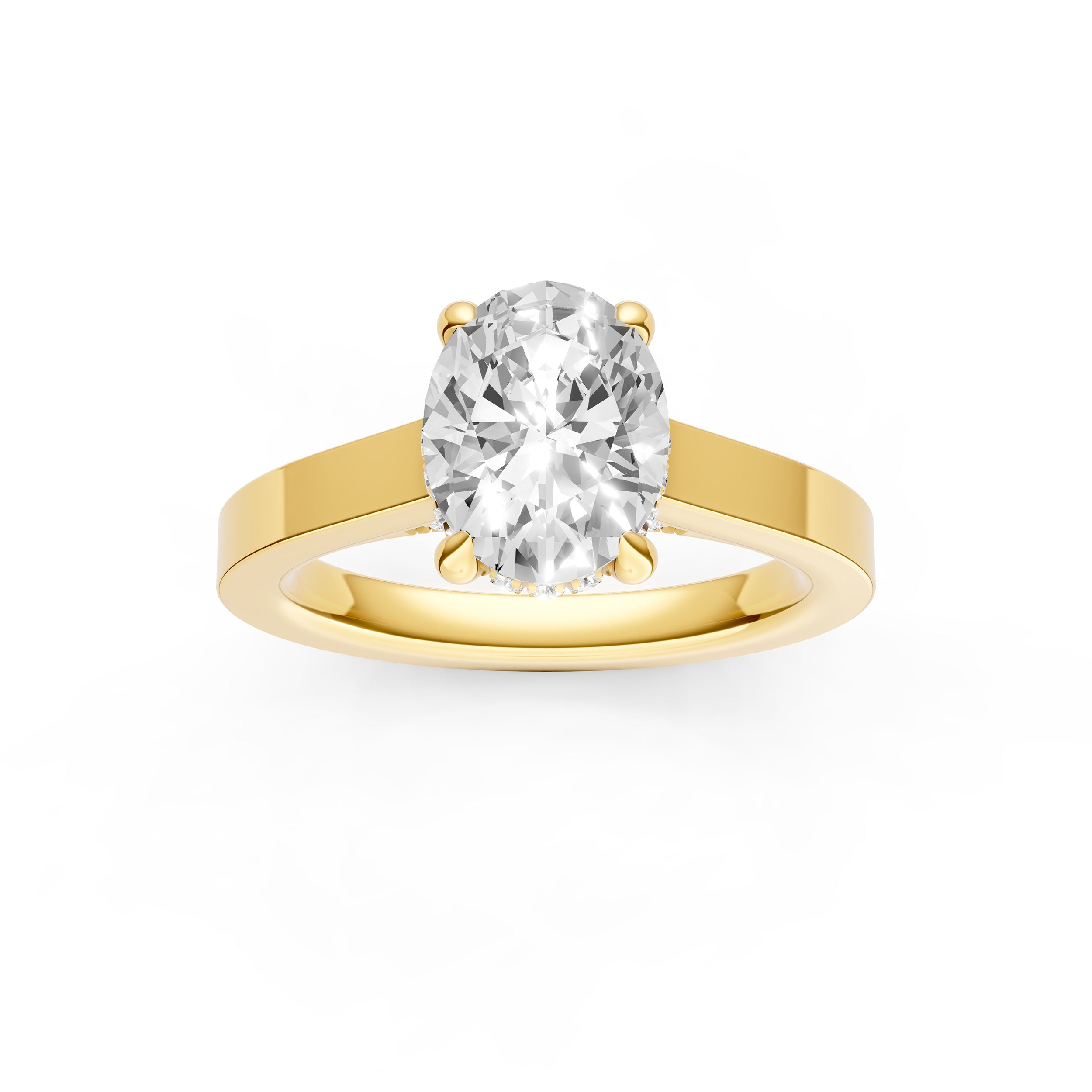 Diamond Bar Hidden Halo Engagement Ring (Oval) Birmingham Jewelry Engagement Ring Birmingham Jewelry 