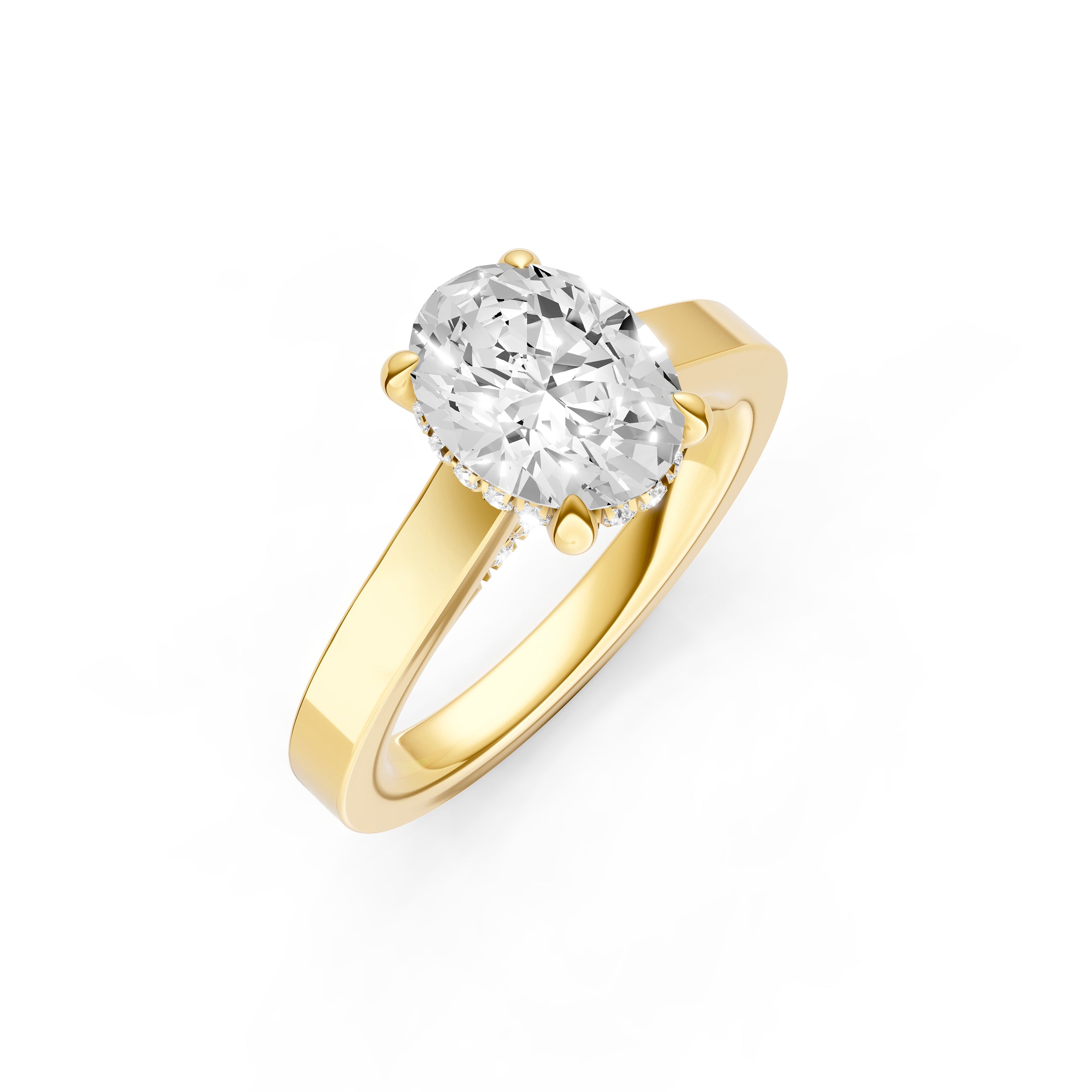 Diamond Bar Hidden Halo Engagement Ring (Oval) Birmingham Jewelry Engagement Ring Birmingham Jewelry 